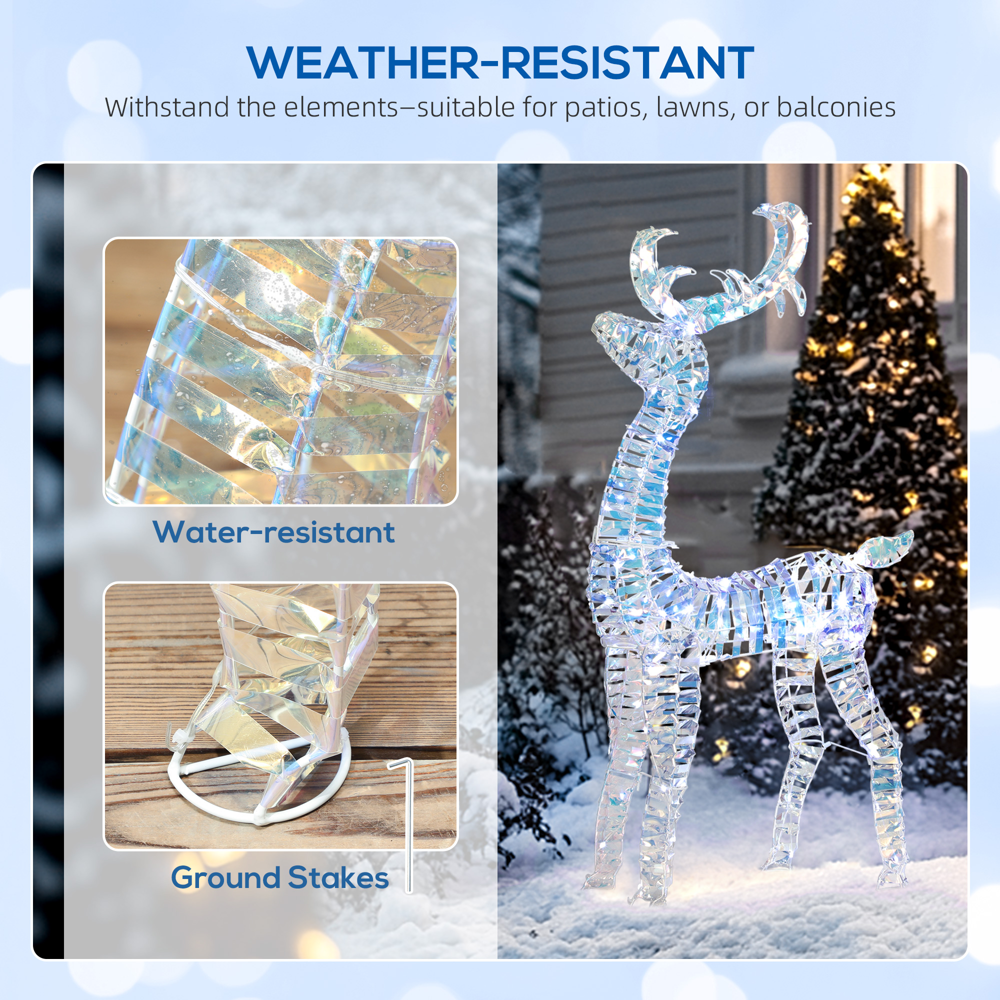 Lighted Christmas Reindeer With Sleigh,Outdoor Yard