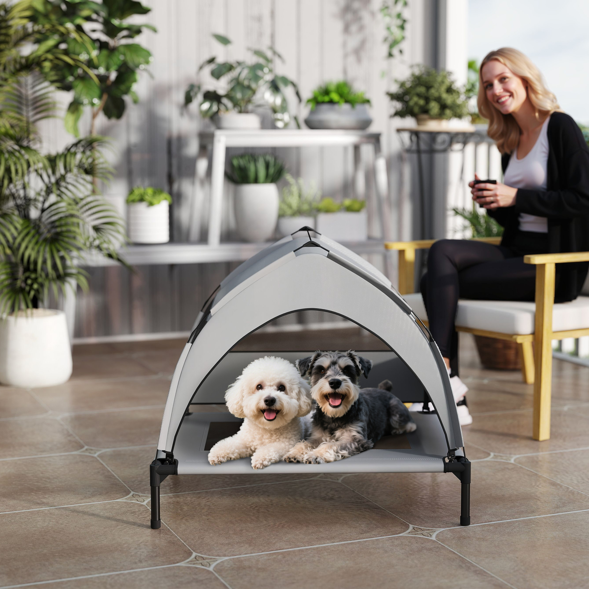 Portable Elevated Dog Bed With Removable Canopy,Cooling Raised Pet Cot — image 4