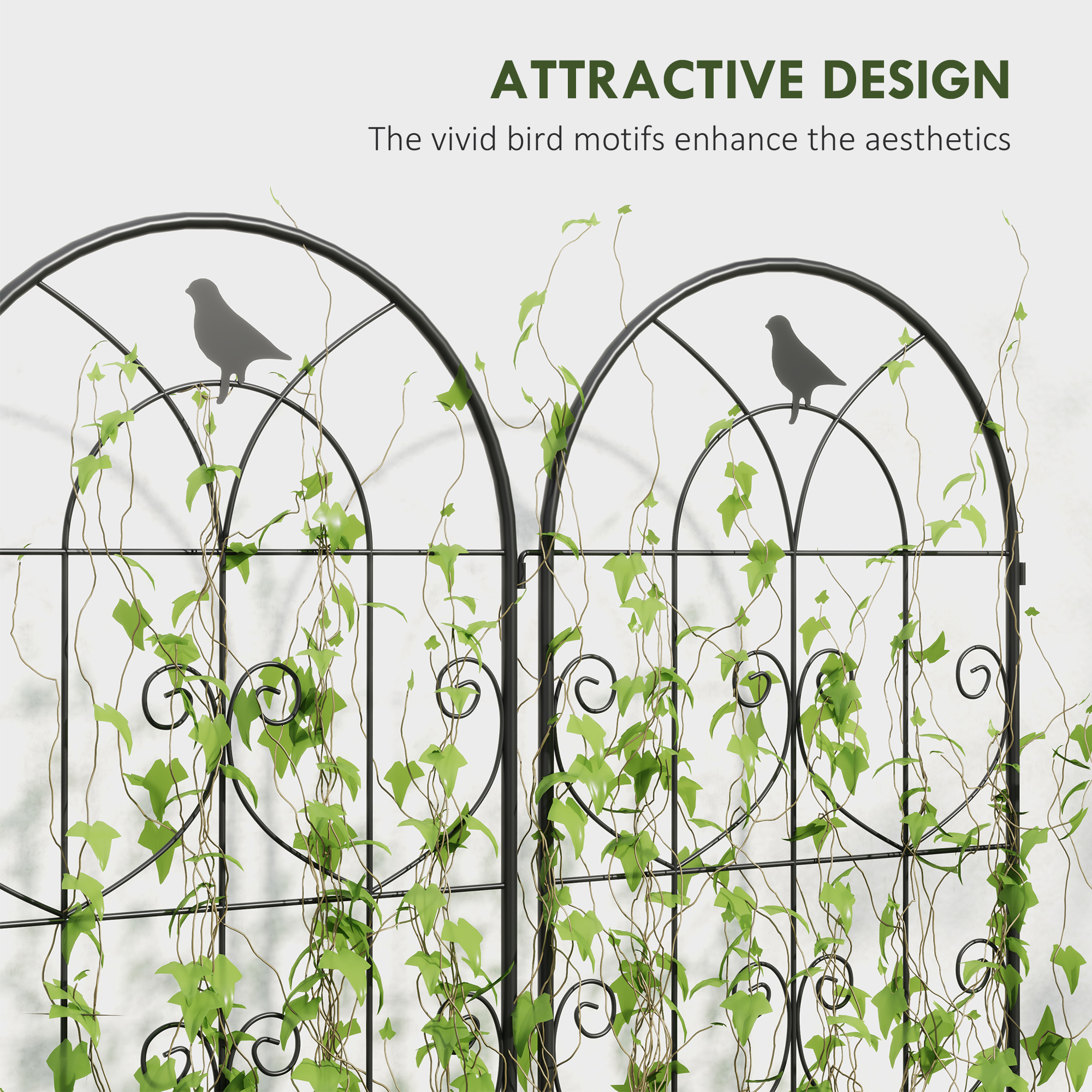 Set Of 2 Garden Trellis,Metal Fence Panels For Climbing