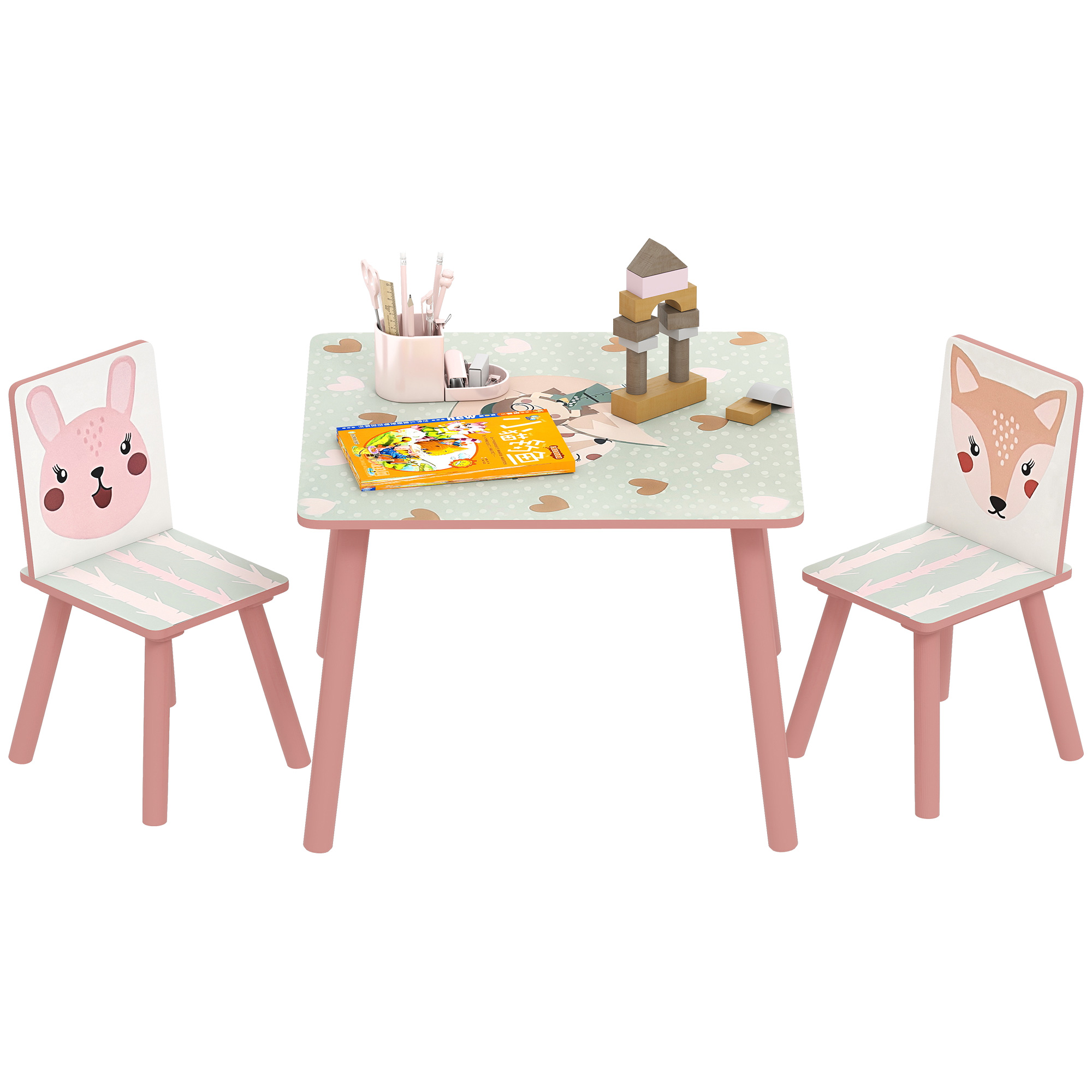 Kids And Table Chairs,Children Desk With Two Chairs,Toddler Furniture Set,for — image 3