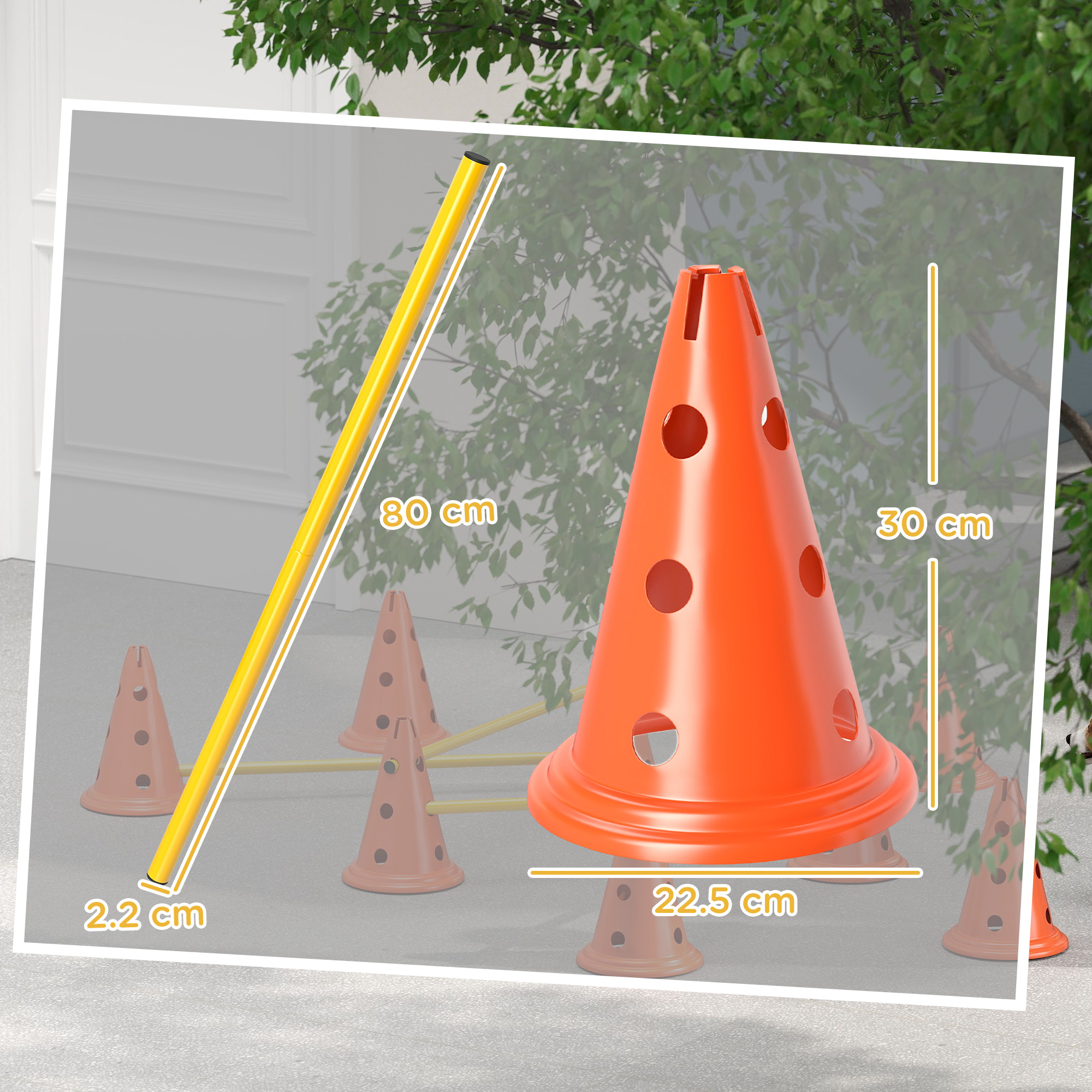 Dog Agility Equipment Set Of Eight Cones,Eight Poles W/ Carry Bag,Four-Piece Adjustable Height Jumping Obstacles detail photo 8