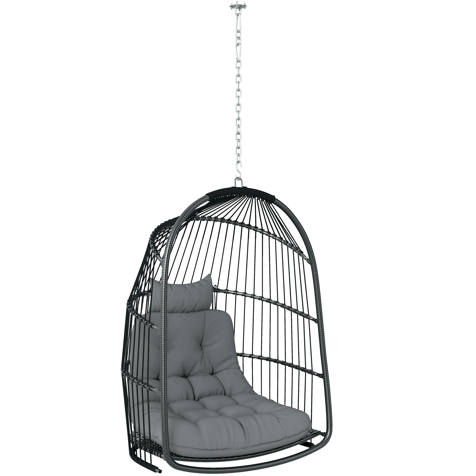Hanging Egg Chair,Foldable Rattan Garden Swing Chair With Installation — image 4
