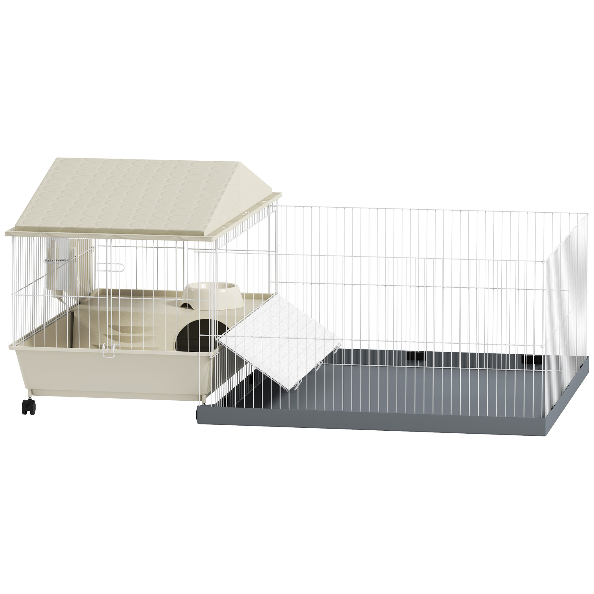 Small Animal Cage With Removable Pet Playpen,Guinea Pig Waterproof Pad,Hay — image 2