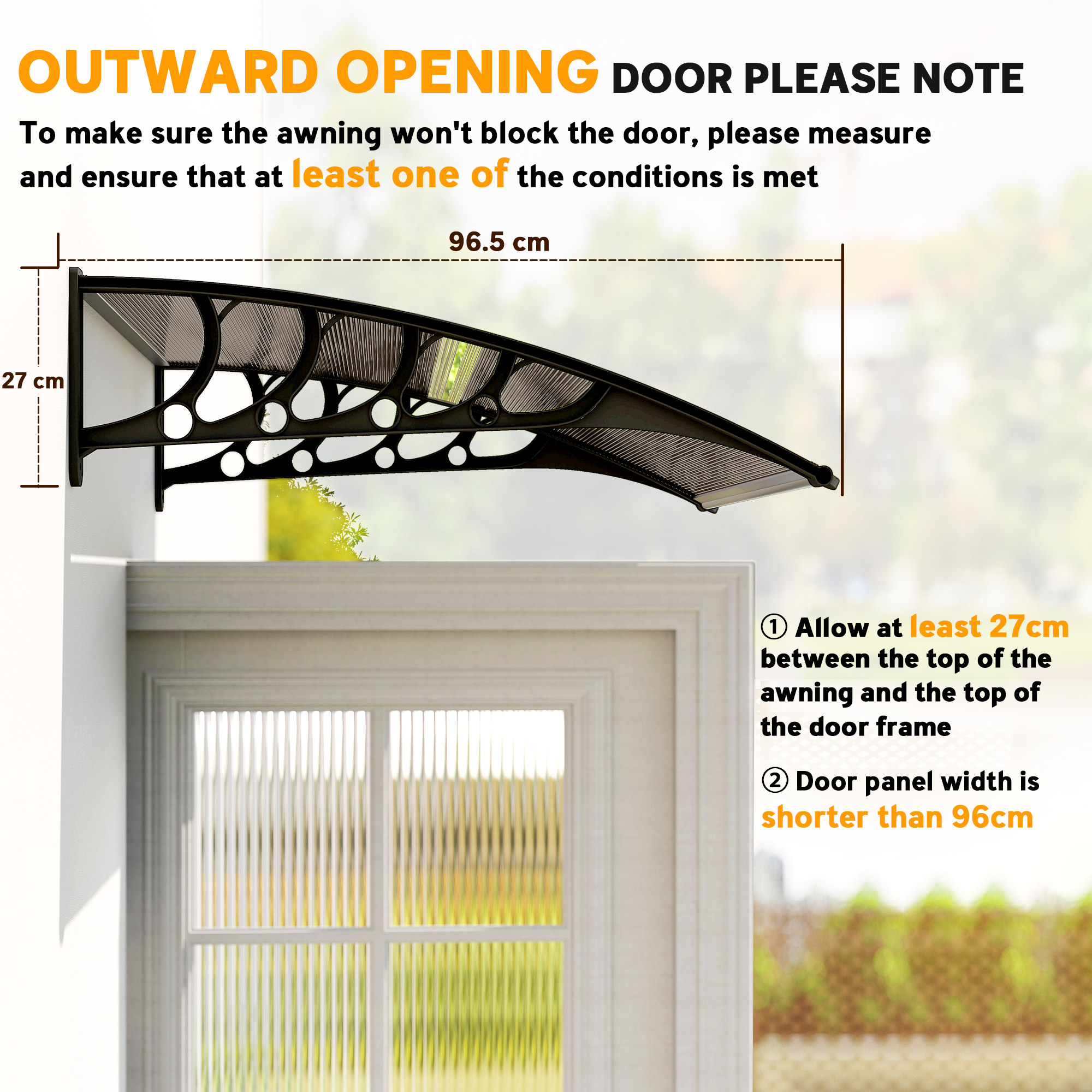 Front Door Canopy,Outdoor Awning,Rain Shelter For Window,Porch And Front/Back — image 2