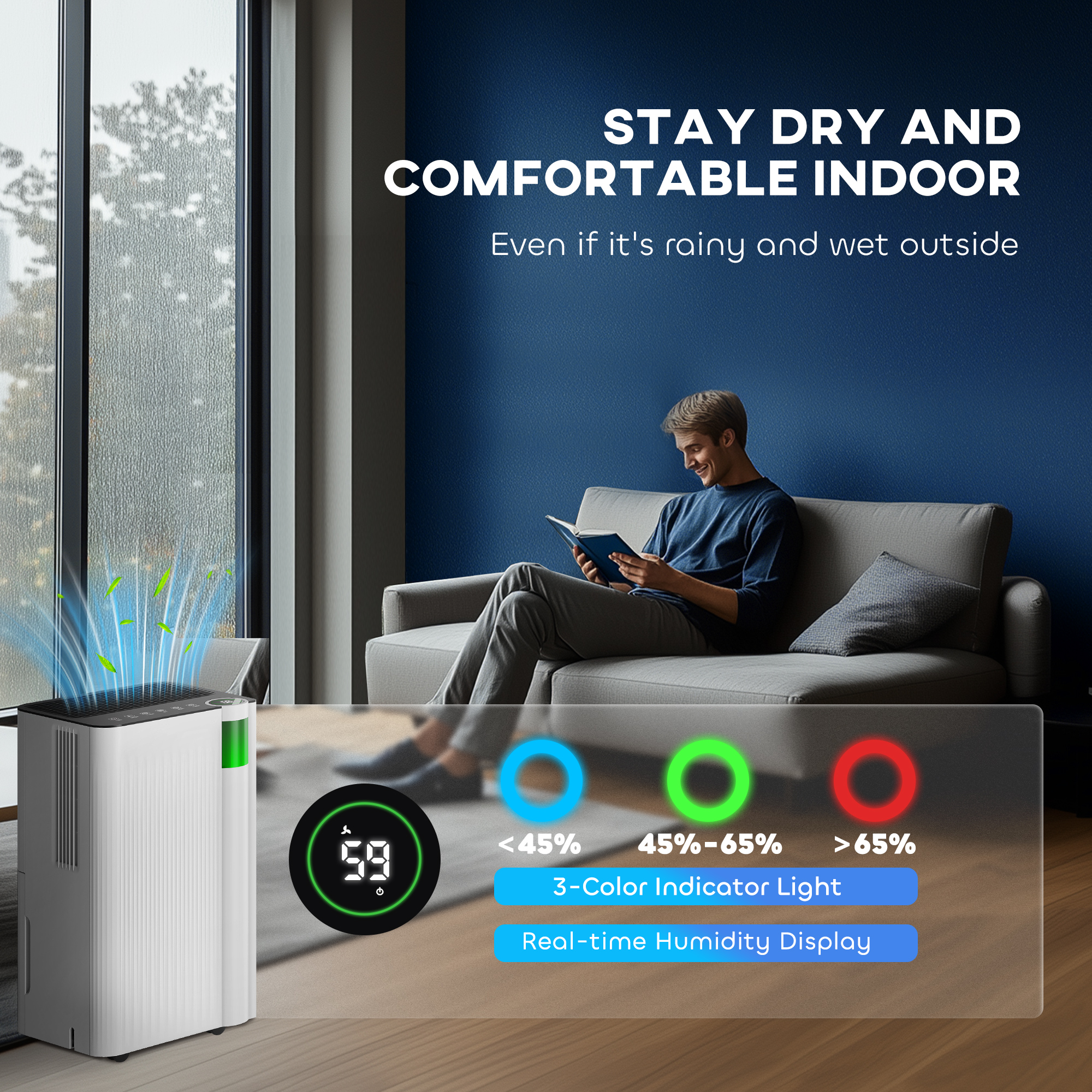 12L/Day Dehumidifier,with Filter-White — image 5