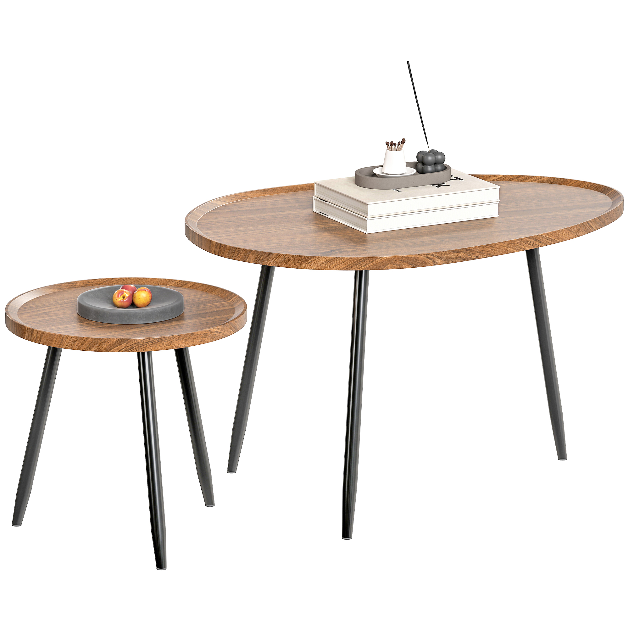 Nesting Coffee Table Set Of 2,80cm Modern Stacking End Side With Metal Legs — image 3
