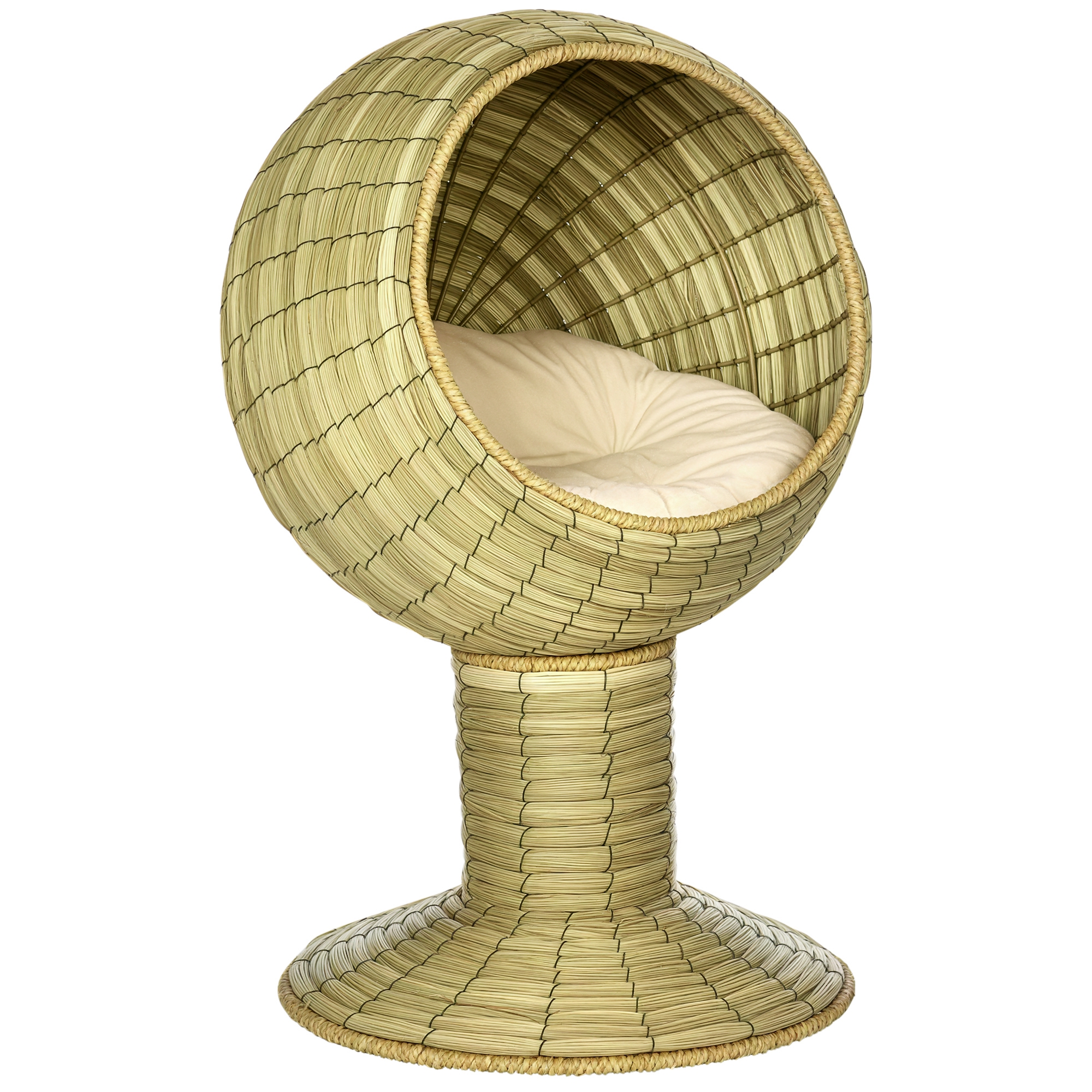 Raised Detachable Cat House,Natural Mat Grass Bed,with Cushion — image 2