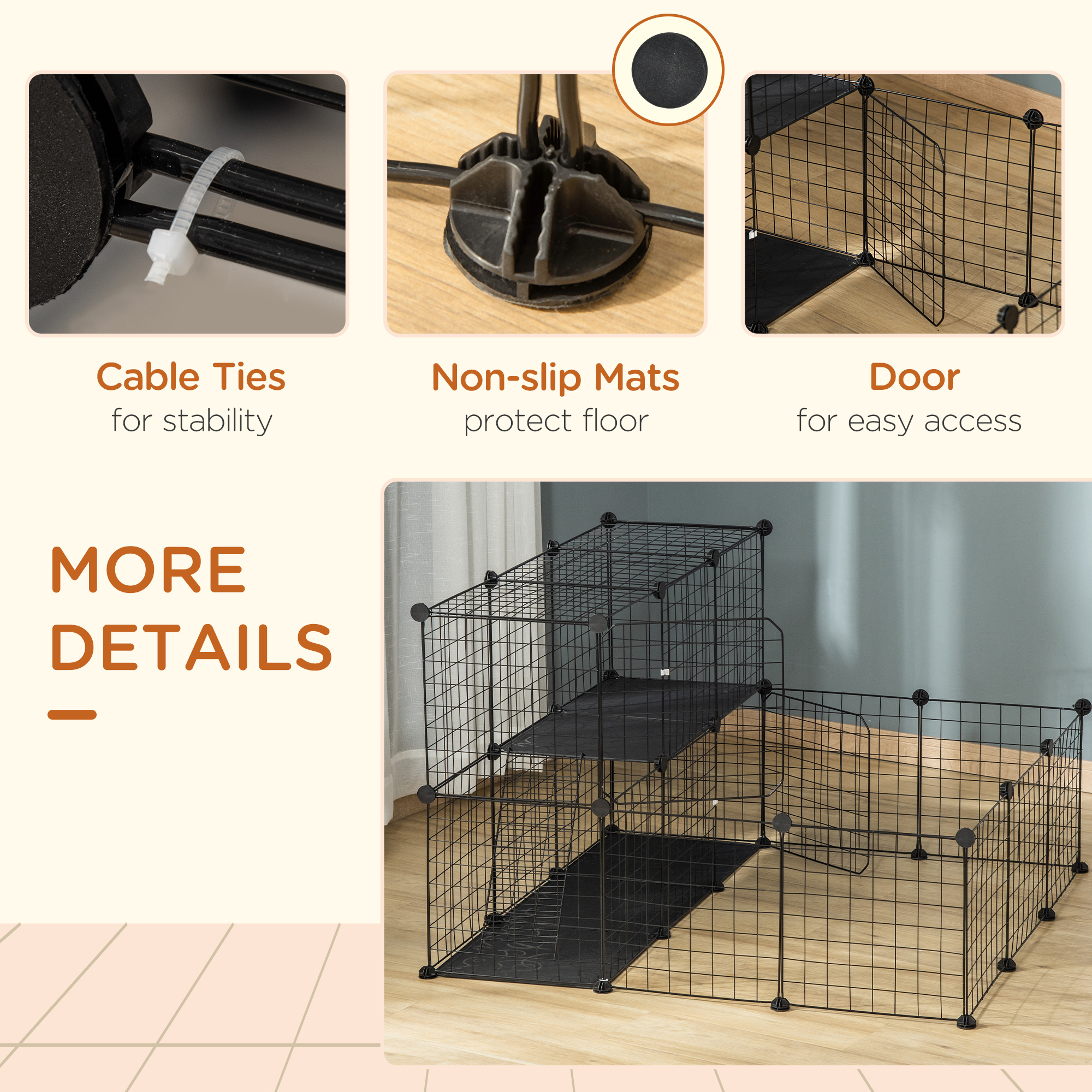Pet Playpen With Door,Guinea Pigs Metal Mesh Cage,Customizable Fence For Small — image 2