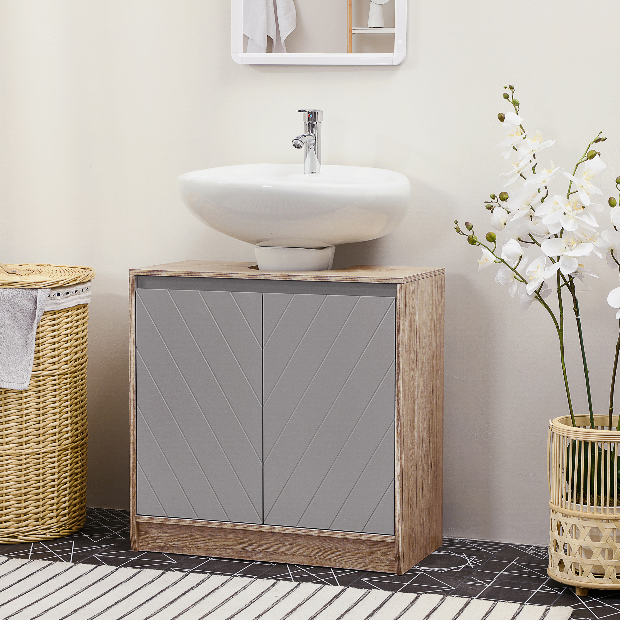 Under Sink Storage Cabinet Floor Standing Cupboard W/ Adjustable Shelf Bathroom — image 4