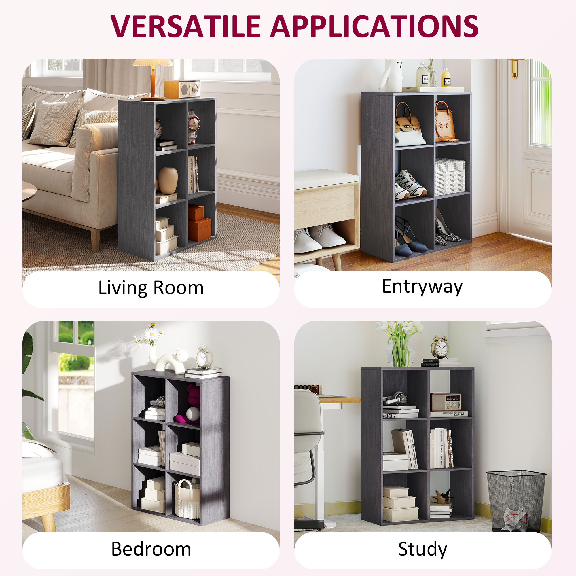 6-cube bookshelf-grey