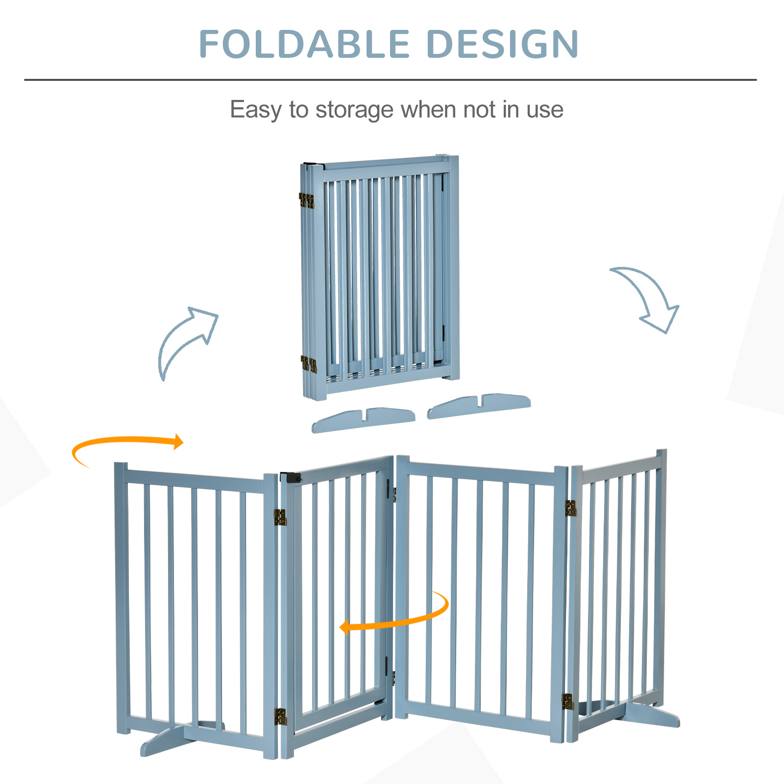 Pet Gate Wooden Foldable Dog Safety Barrier W/ 4 Panels For Small And Medium — image 4
