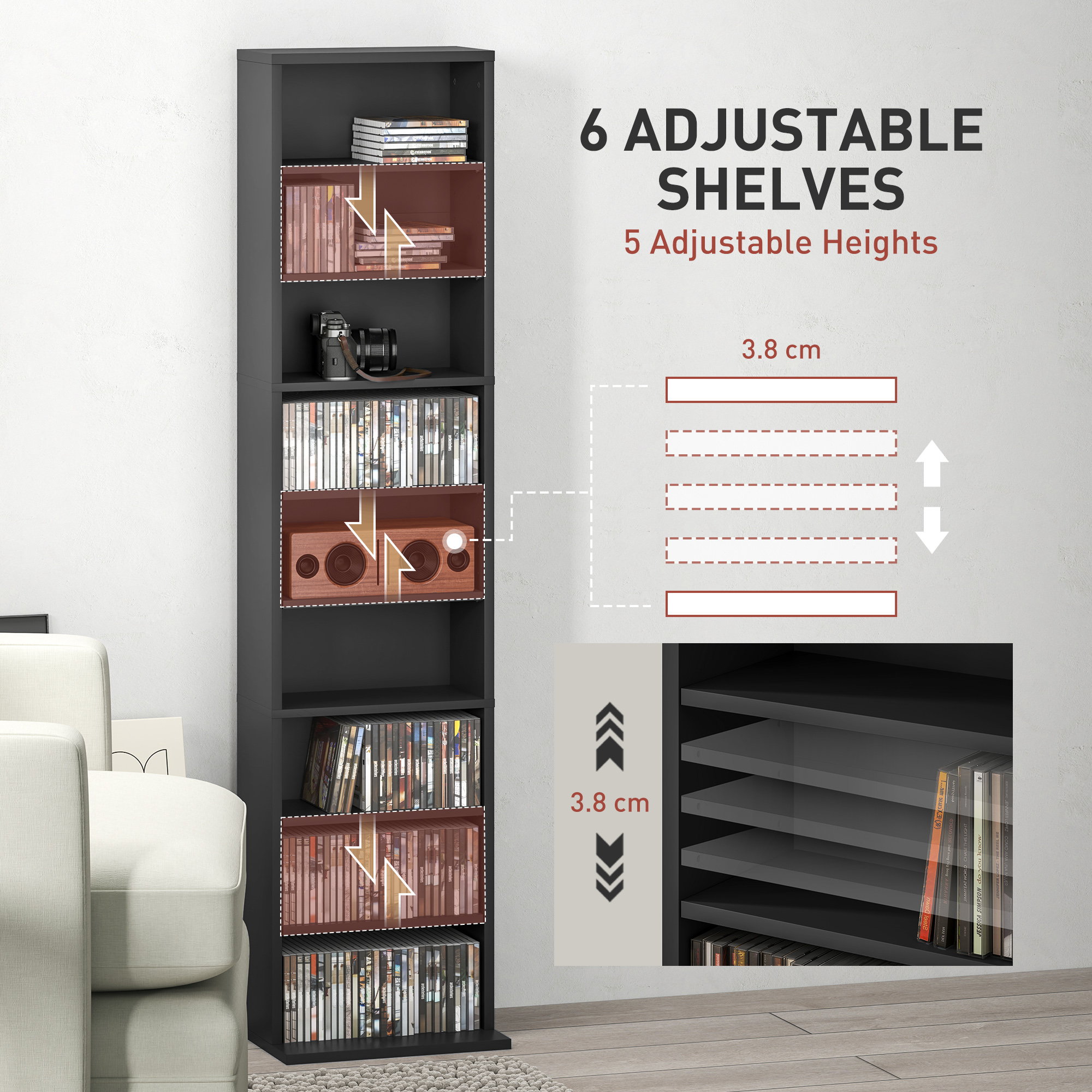 260 Narrow CD Storage Unit-Black — image 5