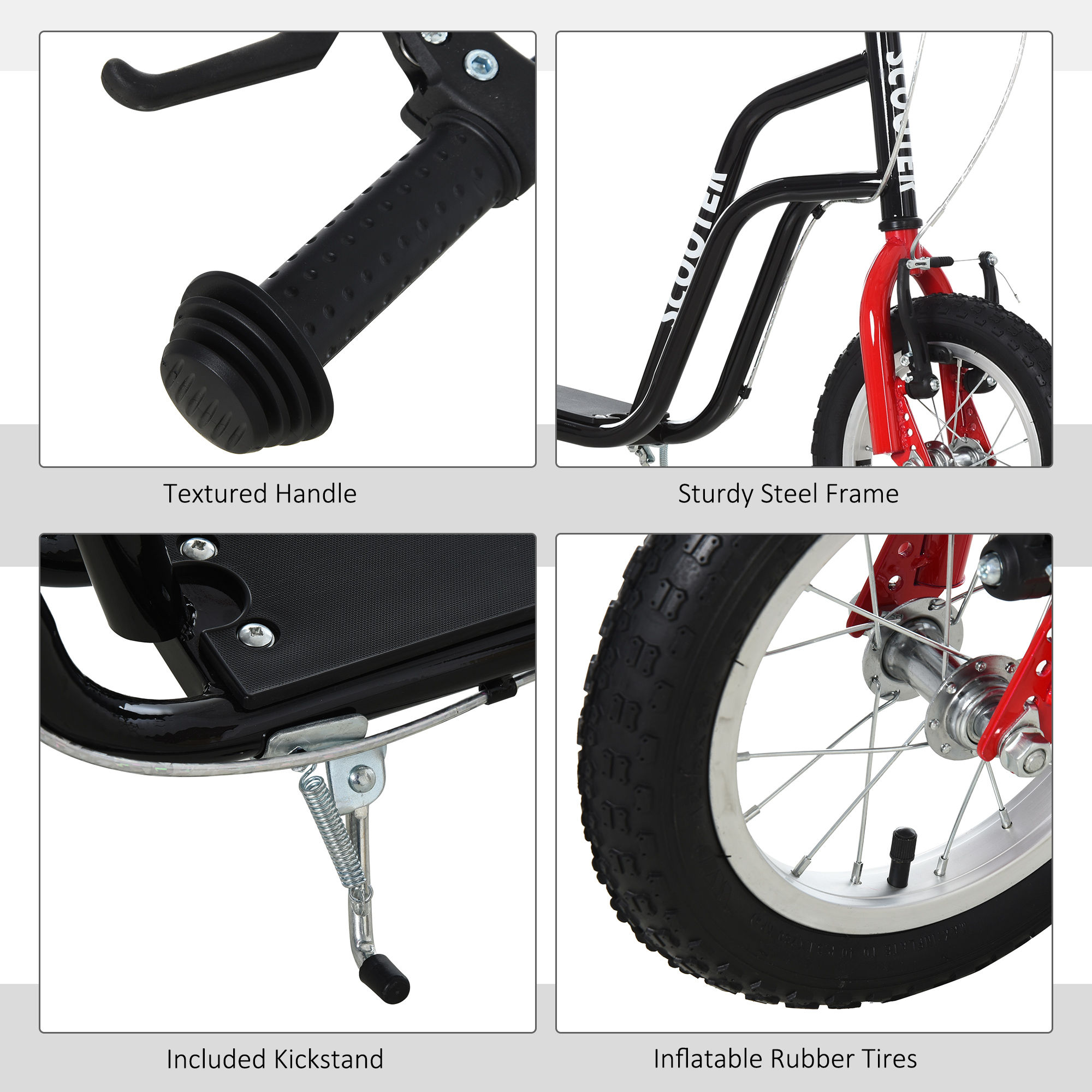 Teen Kick Scooter With Adjustable Handlebar,Inflatable Wheels,Two Brakes,Black