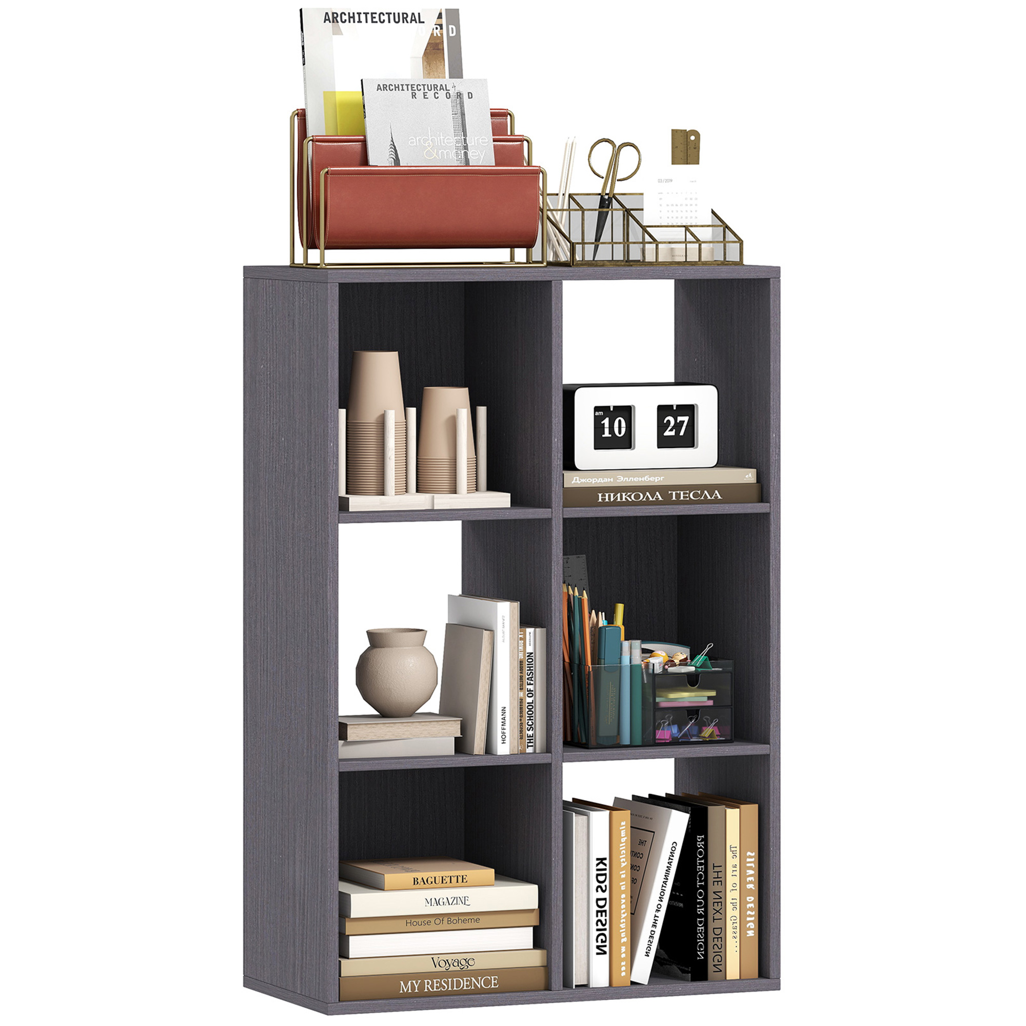 6-cube bookshelf-grey
