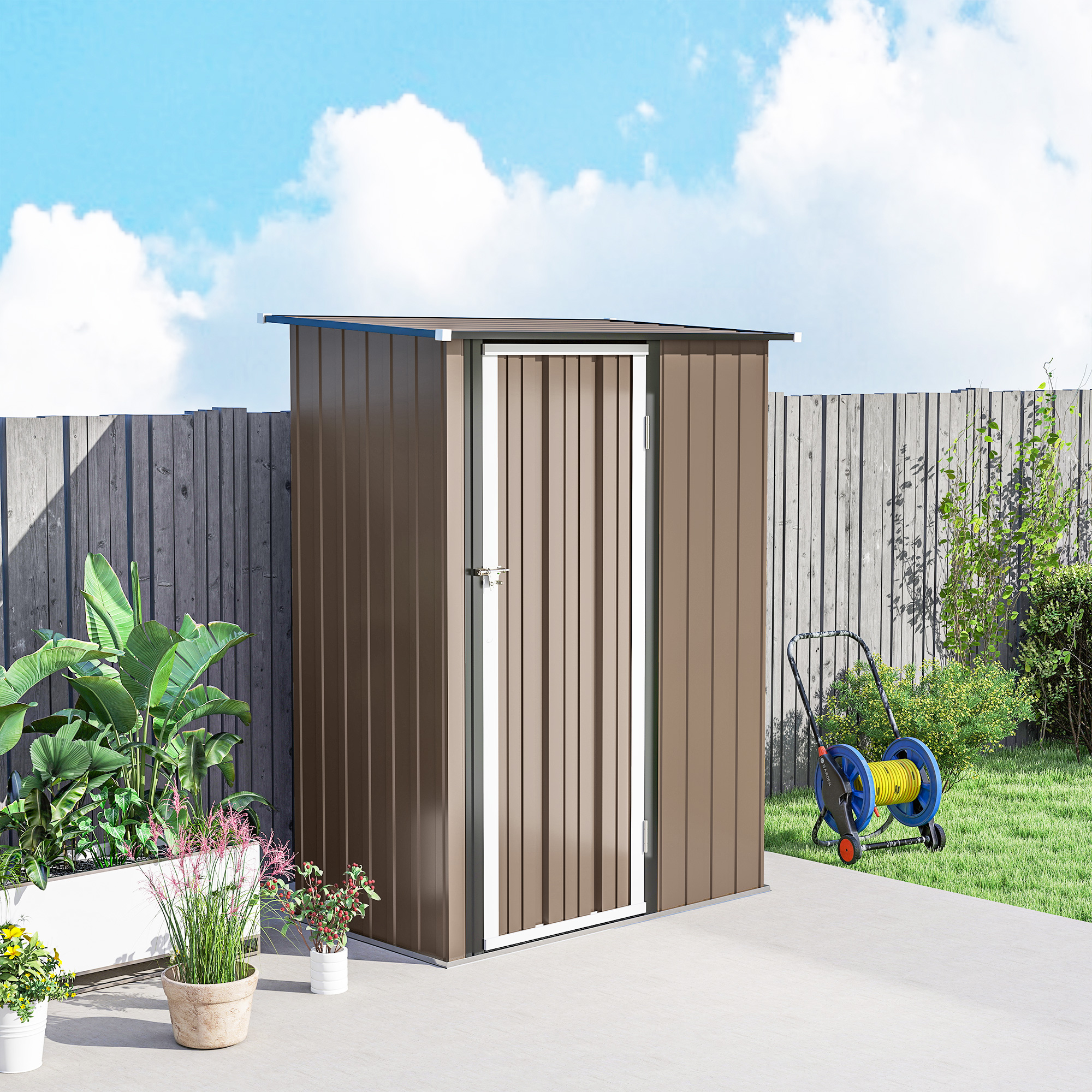 5ft X 3ft Garden Storage Shed,Galvanised Outdoor Metal Shed Waterproof — image 5