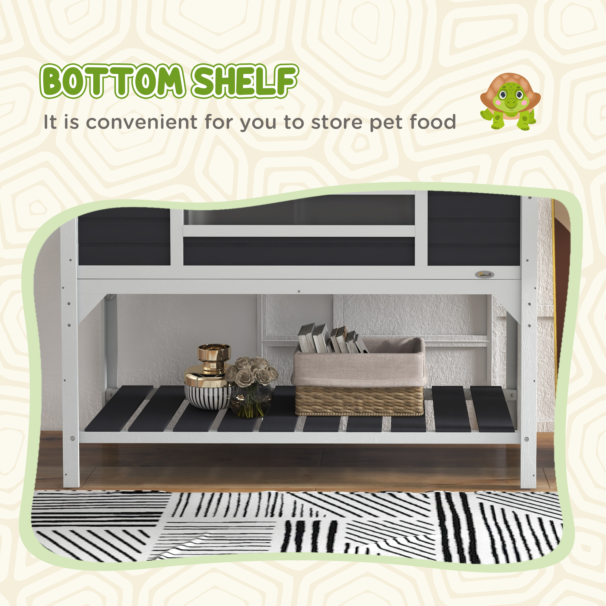 Wooden Tortoise Enclosure W/ Adjustable Lamp Holder,Openable Lid,Dual Main — image 2