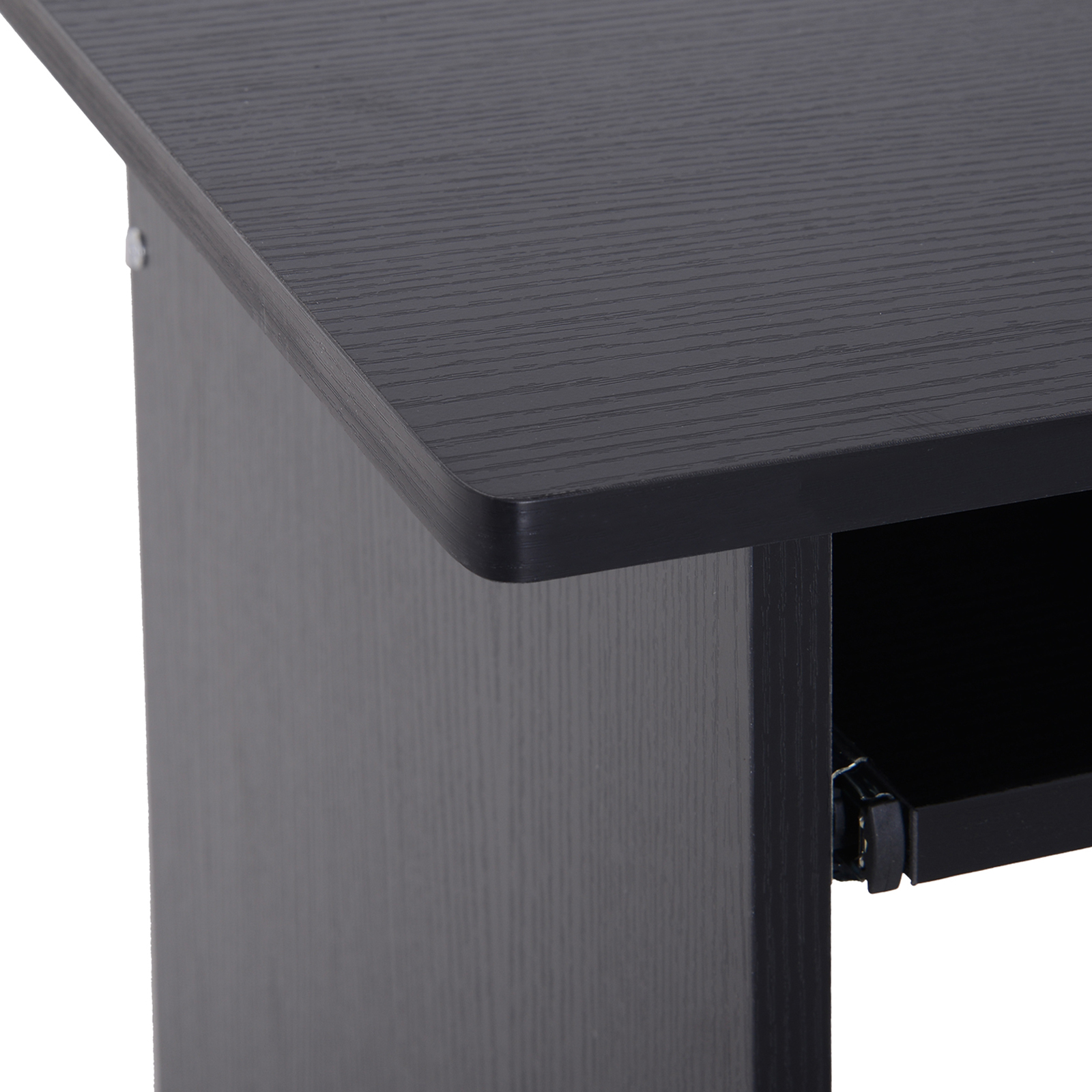 Compact Small Computer Table Wooden Desk Keyboard Tray Storage Shelf Modern