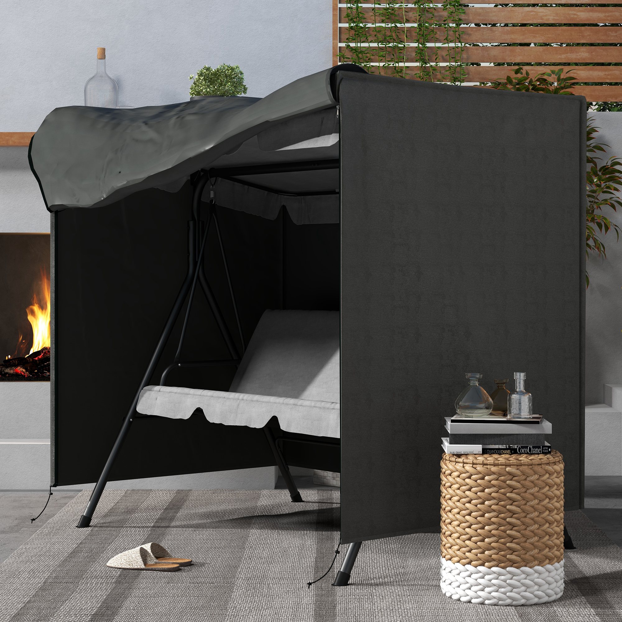 152 X 177cm Three-Seater Swing Chair Protective Cover Grey — image 5