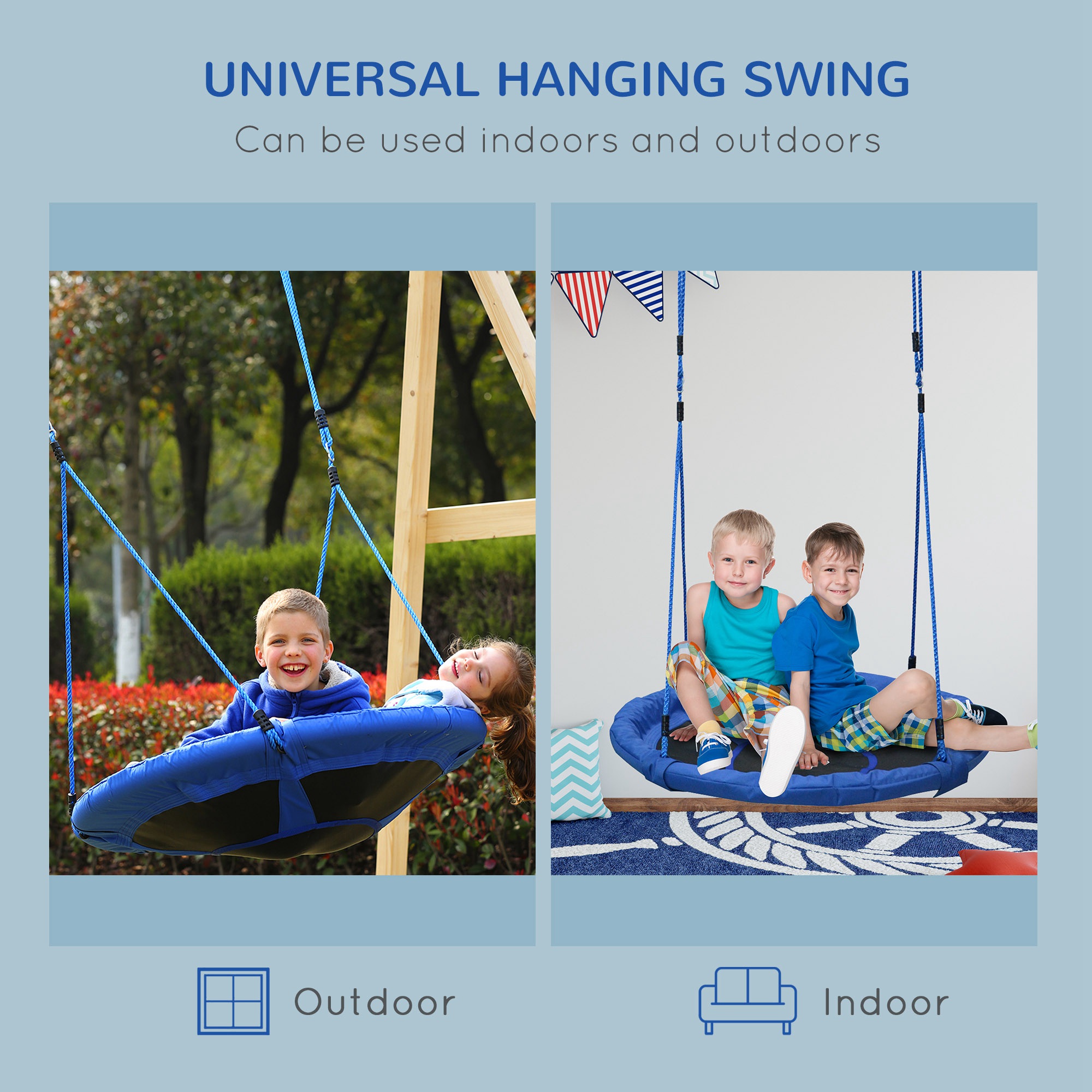 Kid Nest Swing Seat Saucer Tree 40 Inch/100cm For Outdoor Indoor Blue — image 4