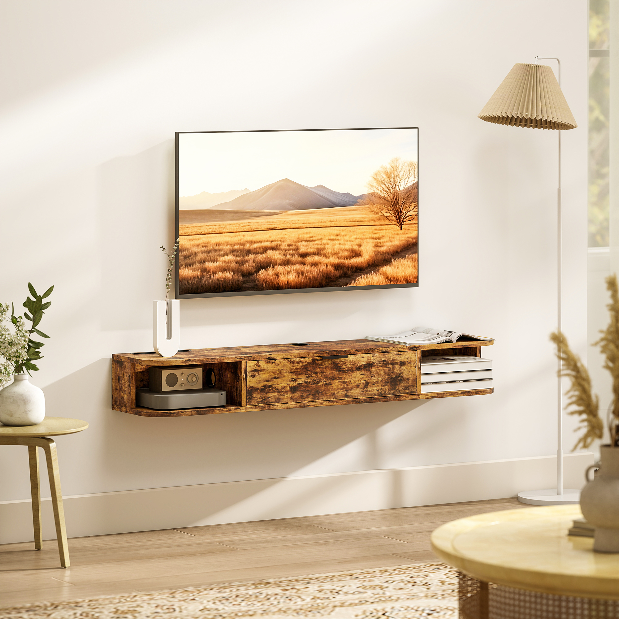 120 Cm Floating TV Unit For TVs Up To 50 Inch-Rustic Brown — image 4