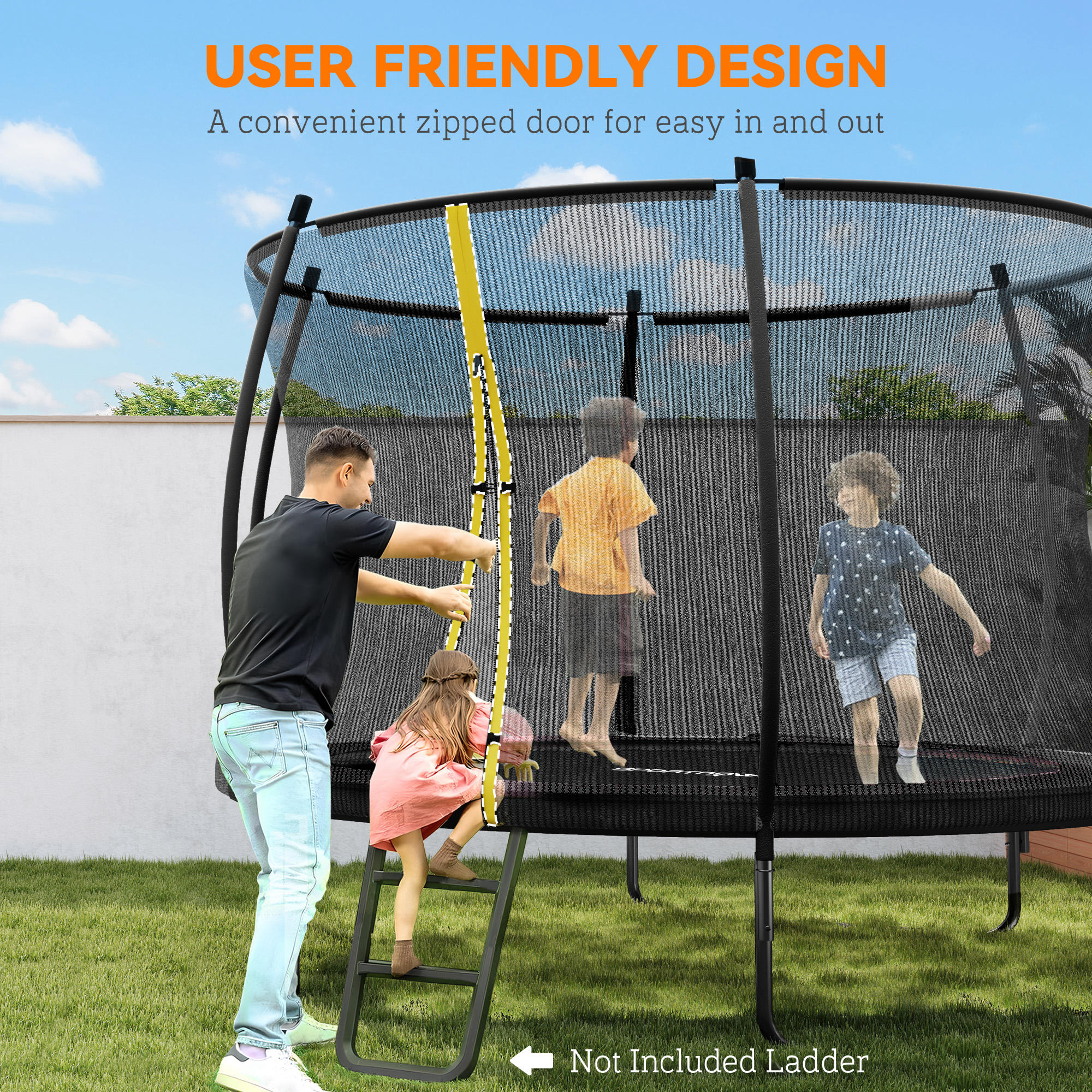 8ft Outdoor Trampoline With Enclosure Net,Spring Cover,Black — image 4