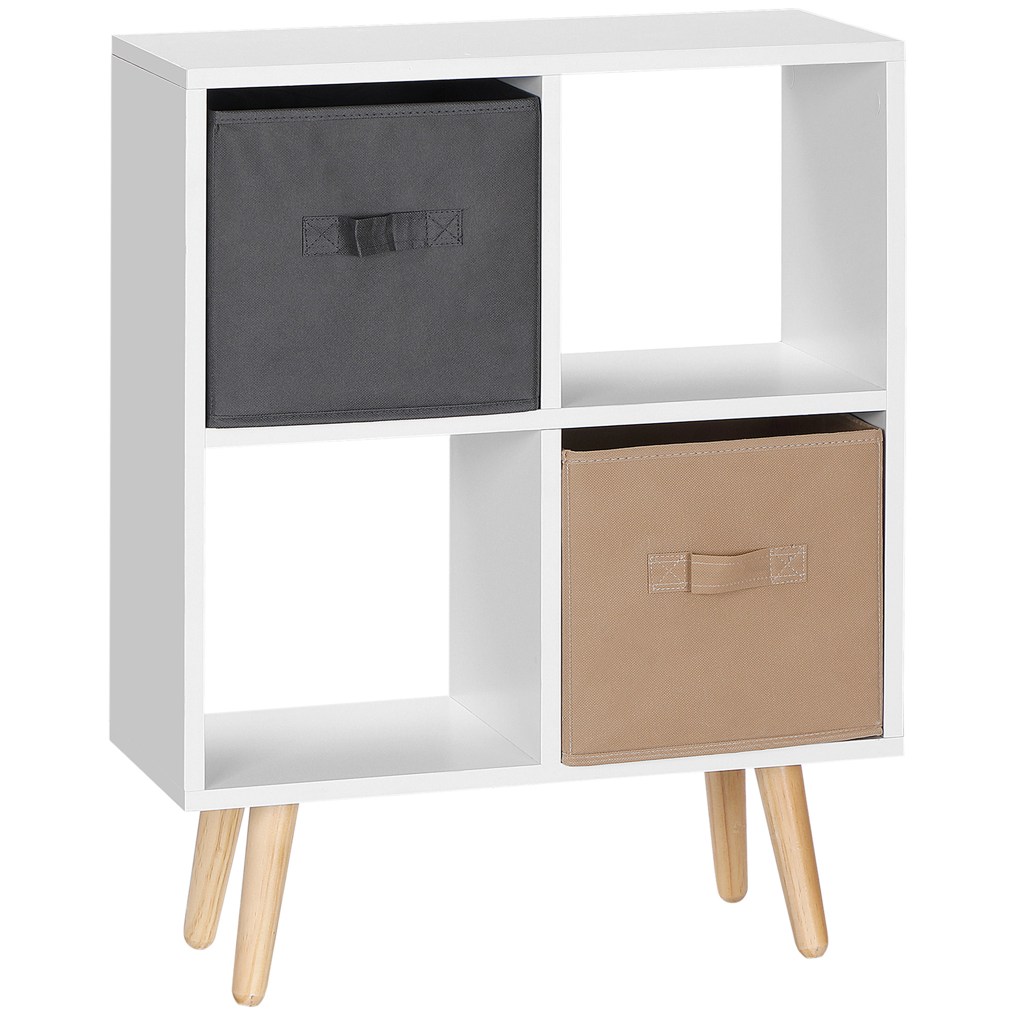 Freestanding 4 Cube Unit Cabinet W/ 3 Fabric Drawers Handles Home Office — image 5