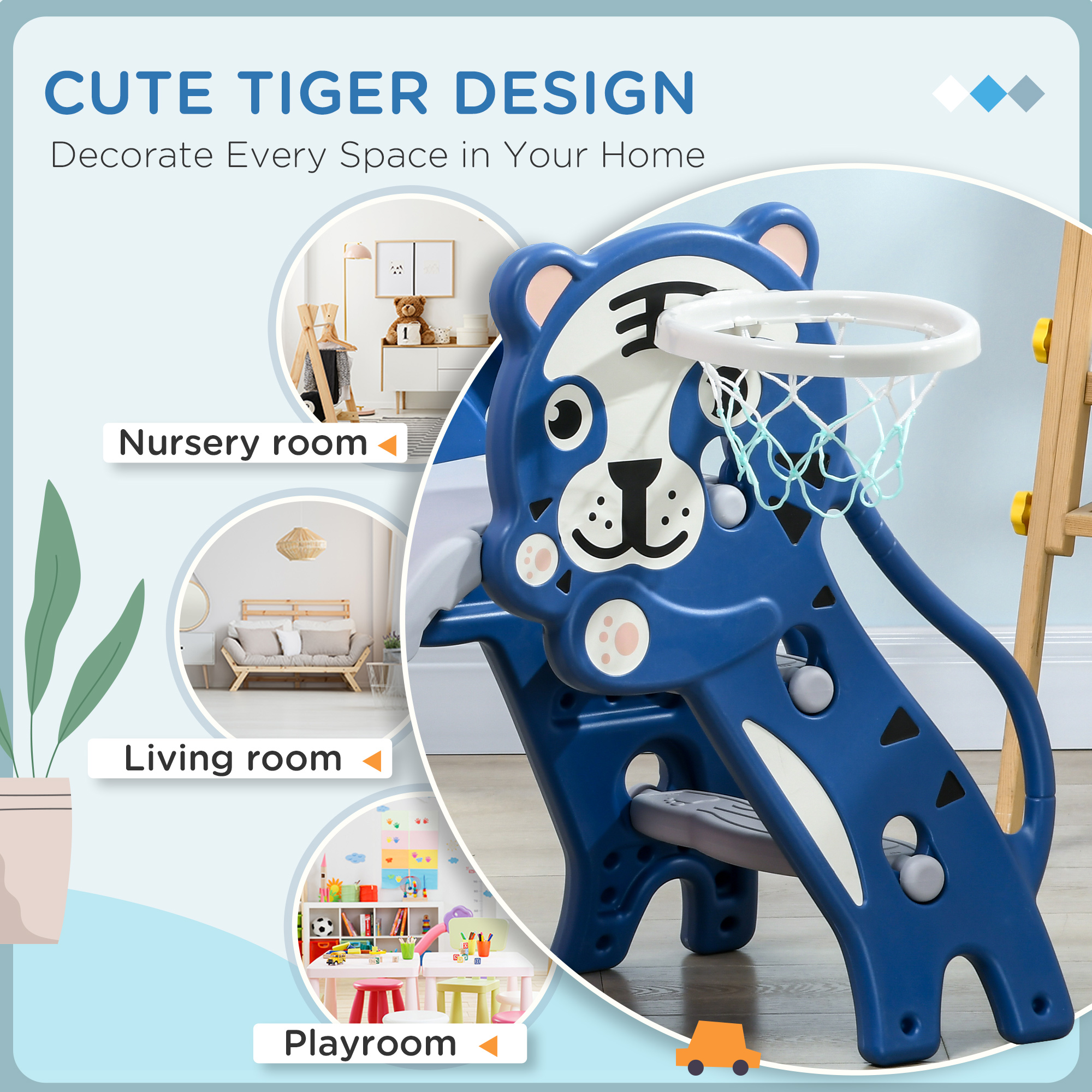 3 In 1 Baby Slide For Indoor Use With Climber,Basketball Hoop,Basketball,for — image 3