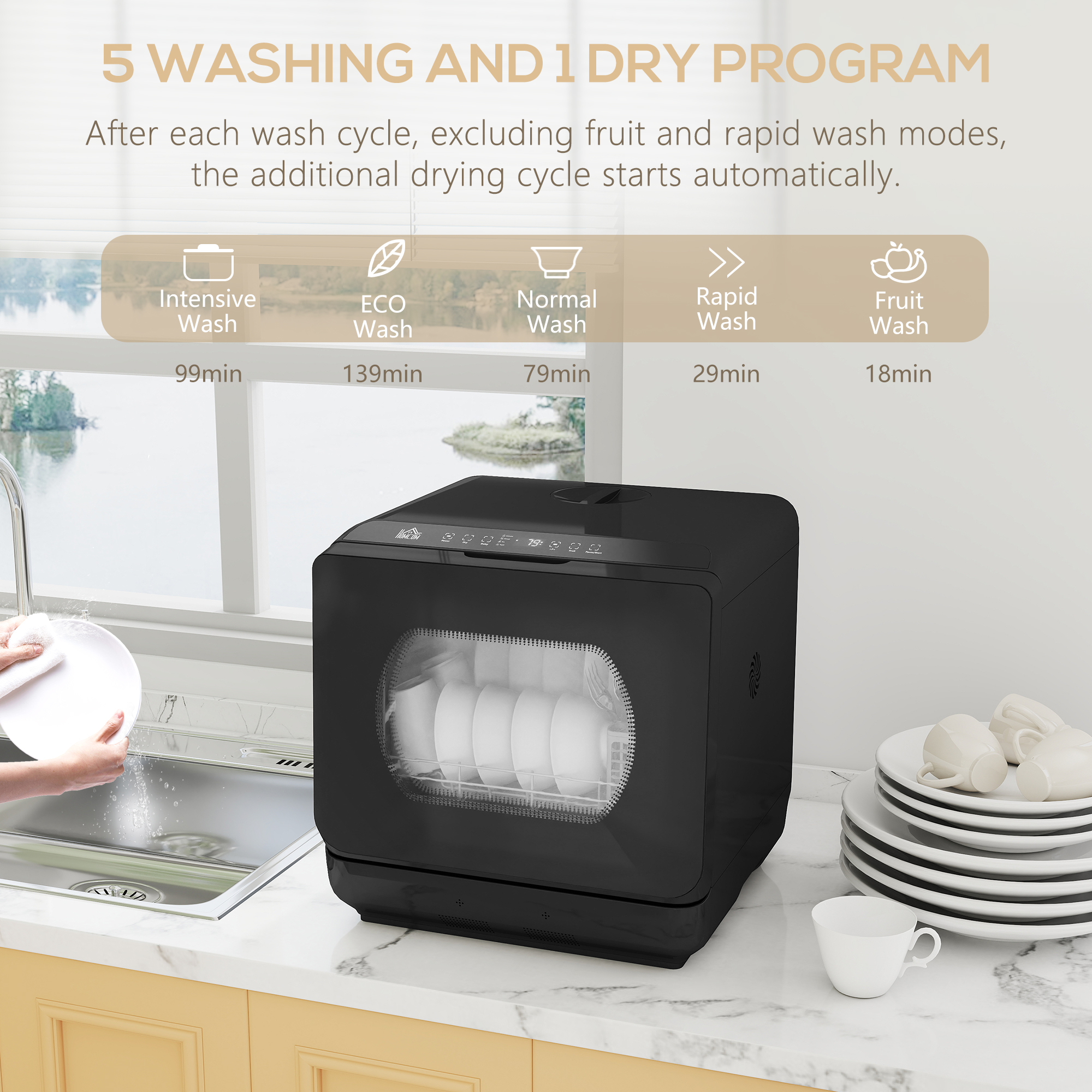 Table Top Dishwasher With Built-in 6L Water Tank,Mini Countertop 6 Programs,4 — image 5