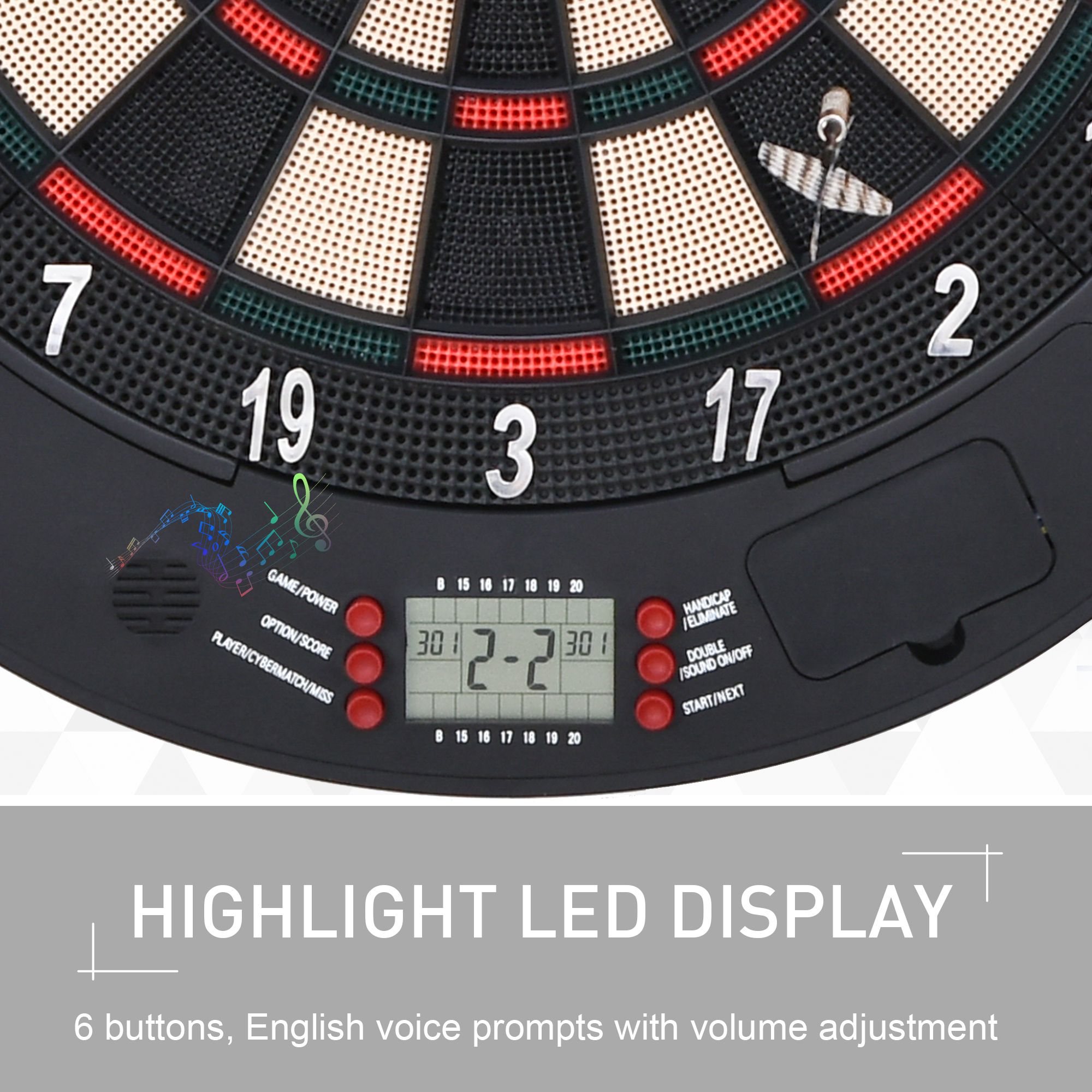 Electronic Dartboard Set 26 Games And 185 Variations With 6 Darts Cabinet — image 5