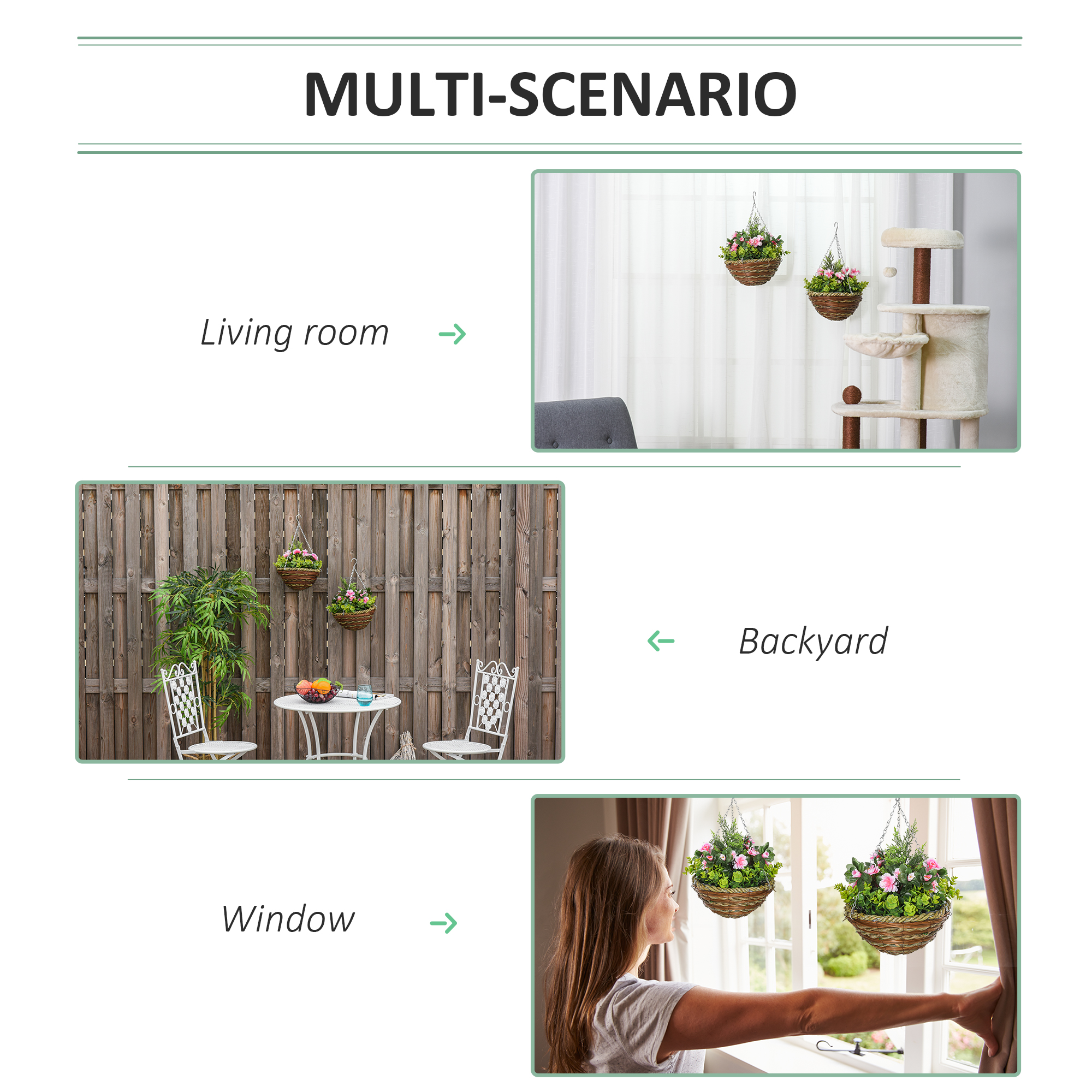 Set Of Two Hanging Lisianthus Flower Pots-Pink/Green