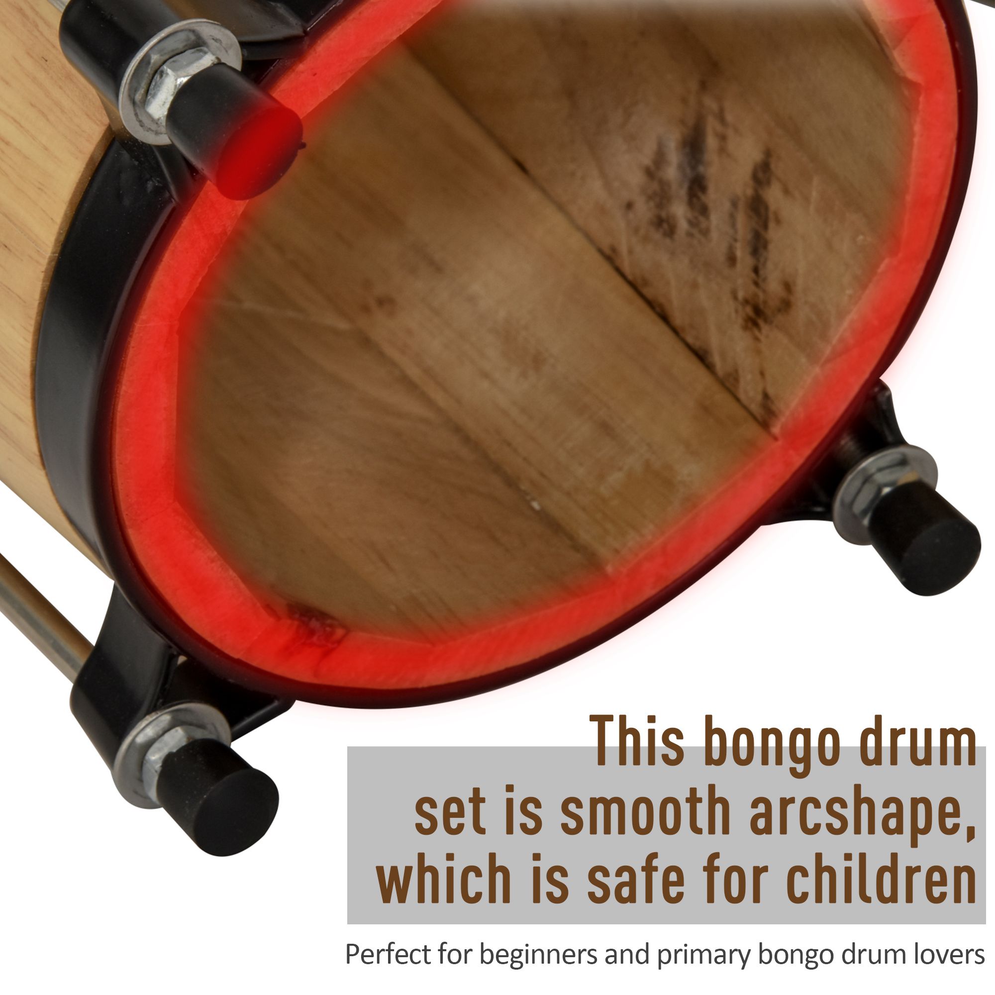 Wooden Bongo Drum Set Î¦7.75" & Î¦7" W/ Head,Percussion Instrument,Drums,Tuning — image 4