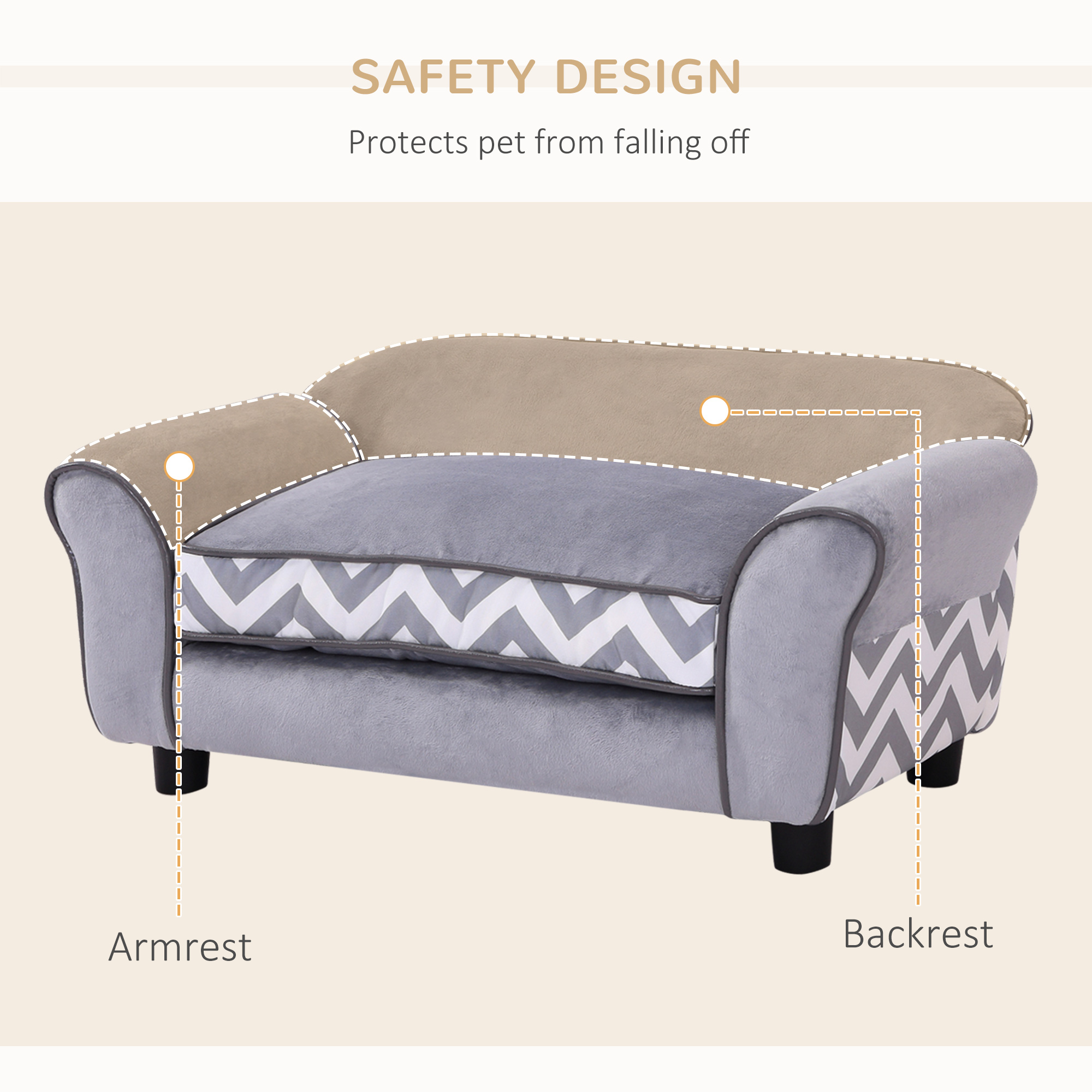 Dog Sofa Bed For XS-Sized Dogs,Cat With Soft Cushion,Pet Chair Lounge Washable — image 3
