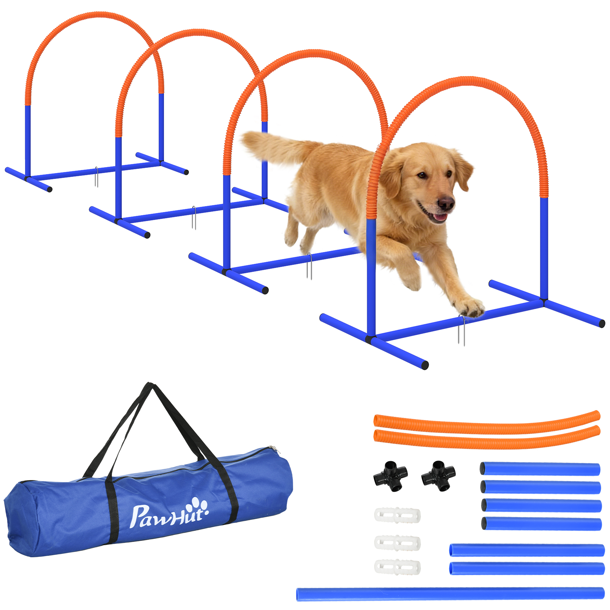 Four-Piece Portable Dog Agility Equipment-Blue