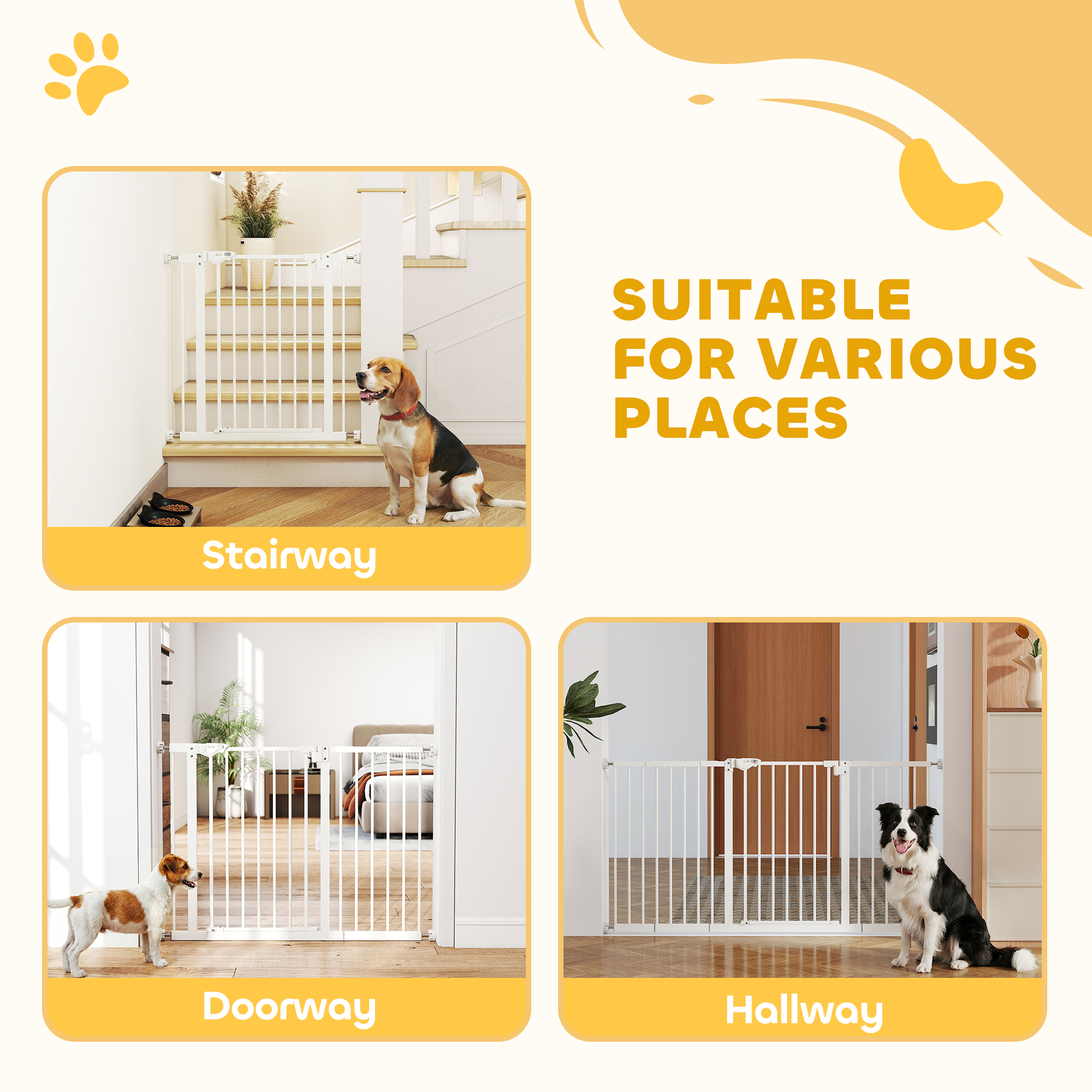 Adjustable Safety Gate W/ Three Extensions,Four Screws,White — image 4