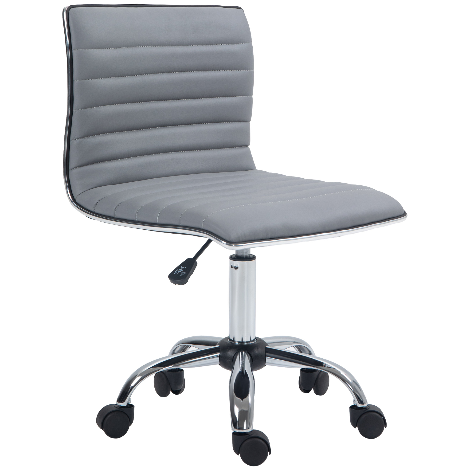Armless Desk Task Chair Faux Leather Mid-back Computer Office With Adjustable