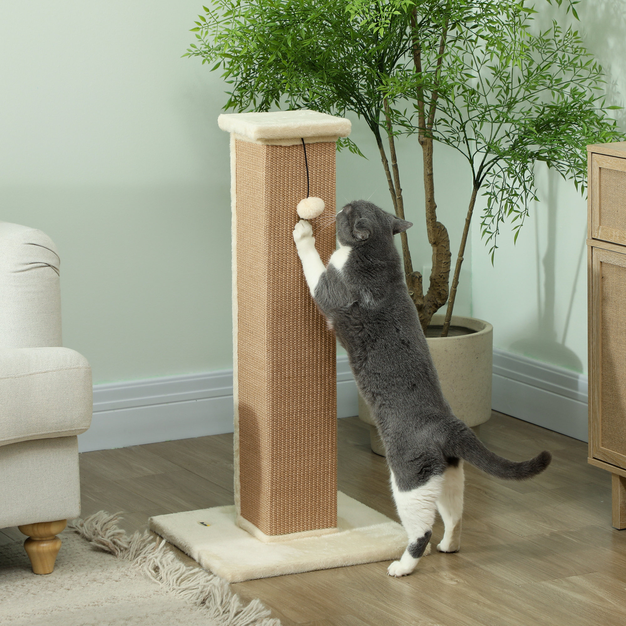 81cm Cat Scratcher,Vertical Full Scratcher W/ Natural Jute Rope,Hanging — image 2