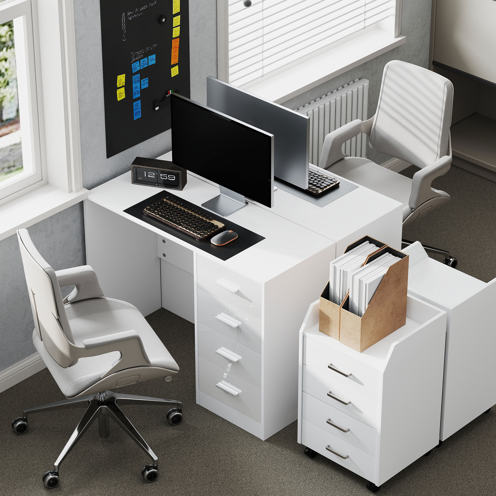 Computer Desk With Drawers,Dressing Table,High Gloss Home Office Writing — image 4