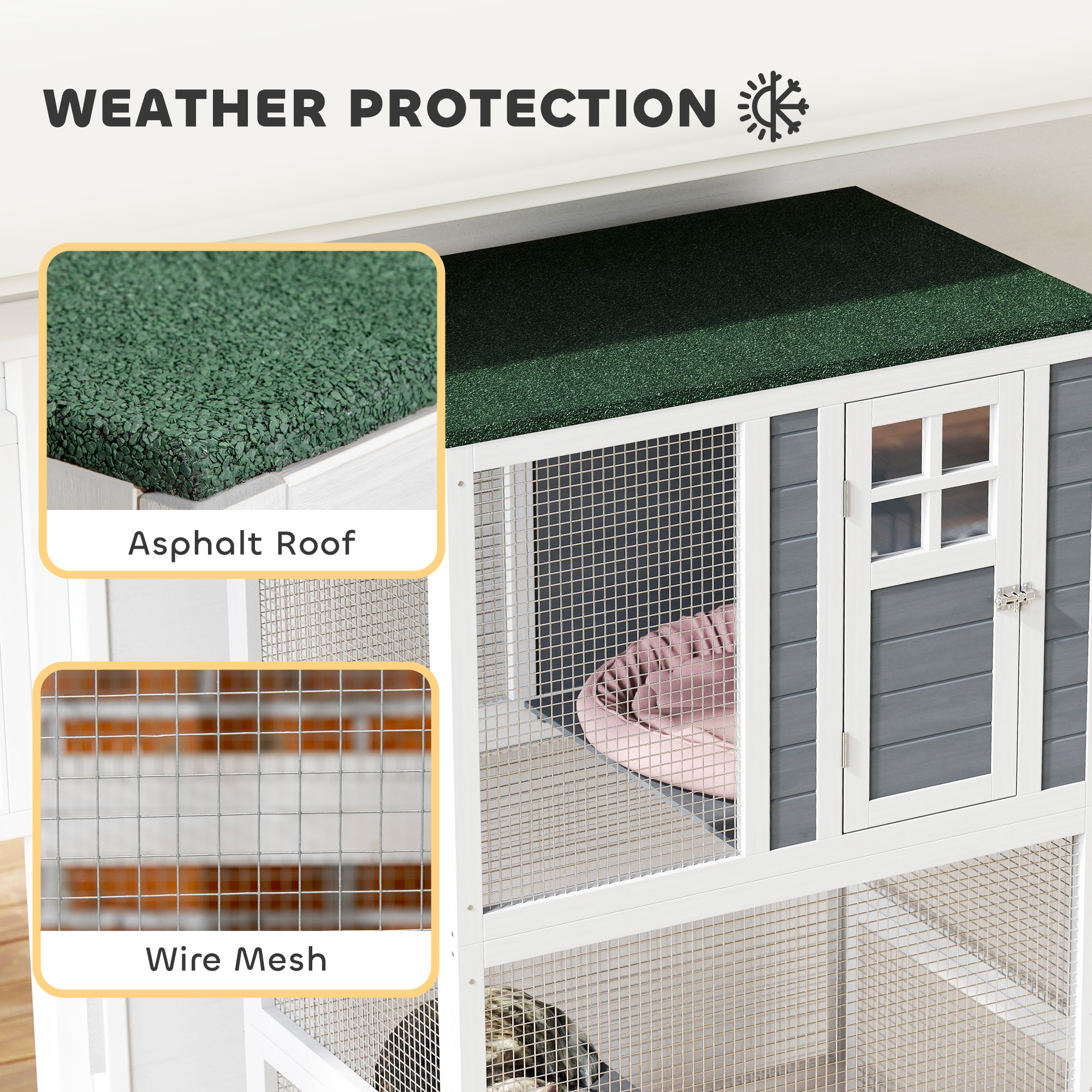 Wooden Catio Cat Outdoor Enclosure,Cat Cage With Waterproof Roof,Platforms,for — image 5
