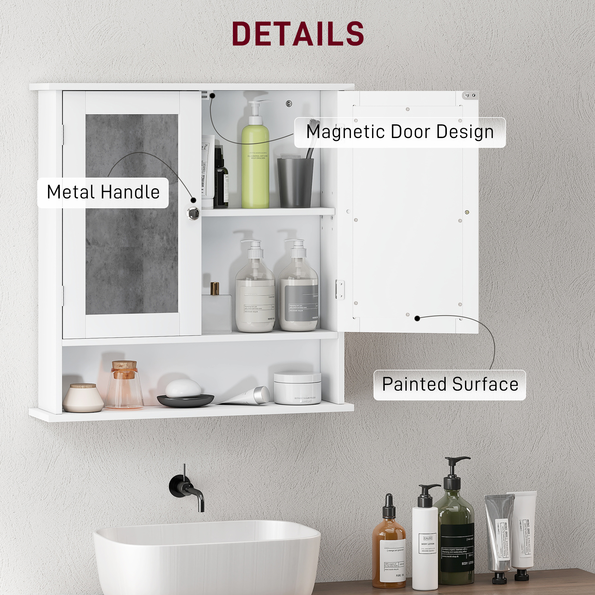 Bathroom Wall Storage Cabinet-White — image 3