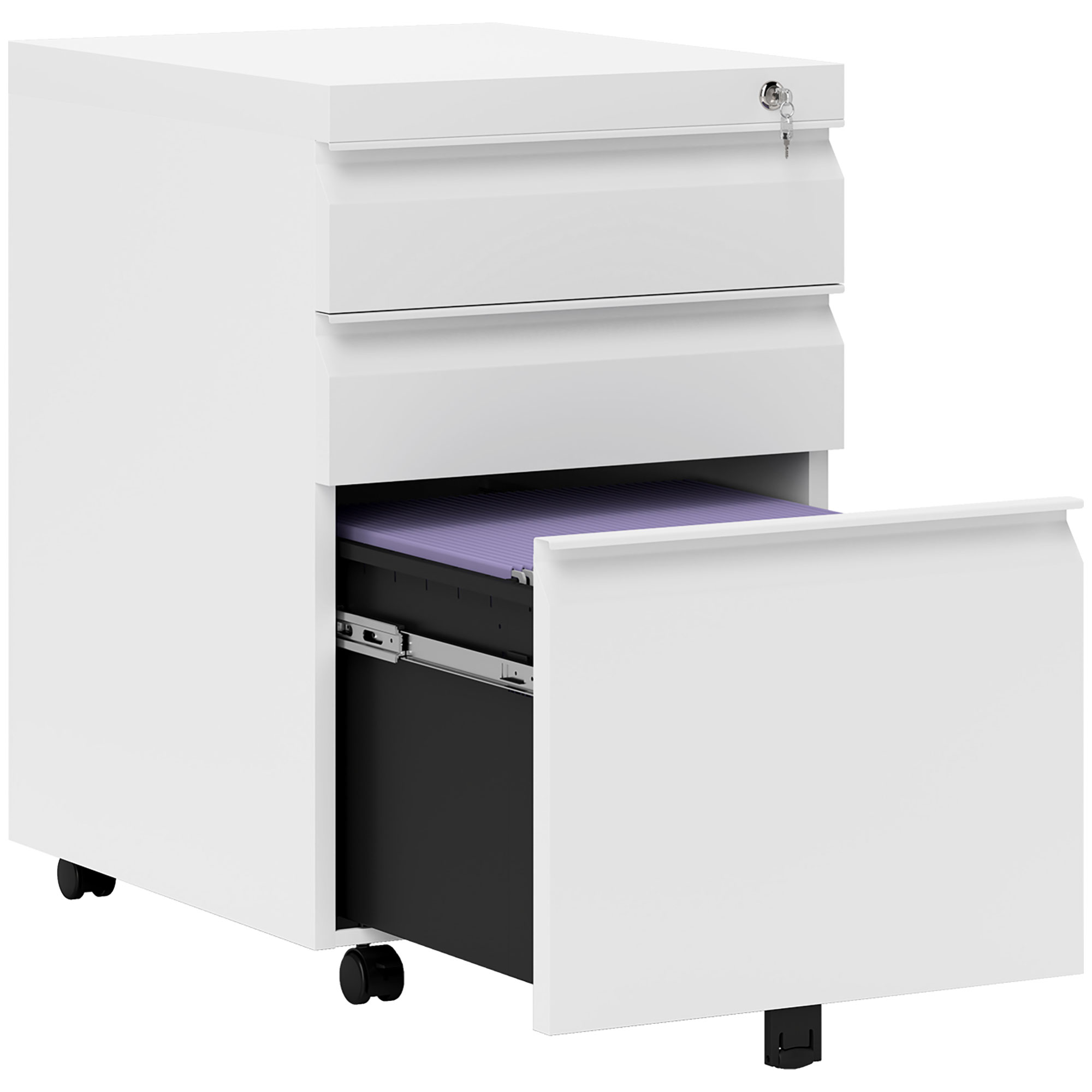 3 Drawer Filling Cabinet,Mobile Metal File Cabinet With Anti-tilt Design — image 4