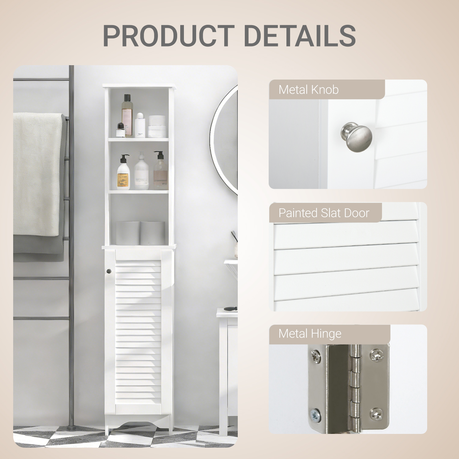 Tall Bathroom Cabinet,Freestanding Slim Storage Unit With Adjustable Shelves