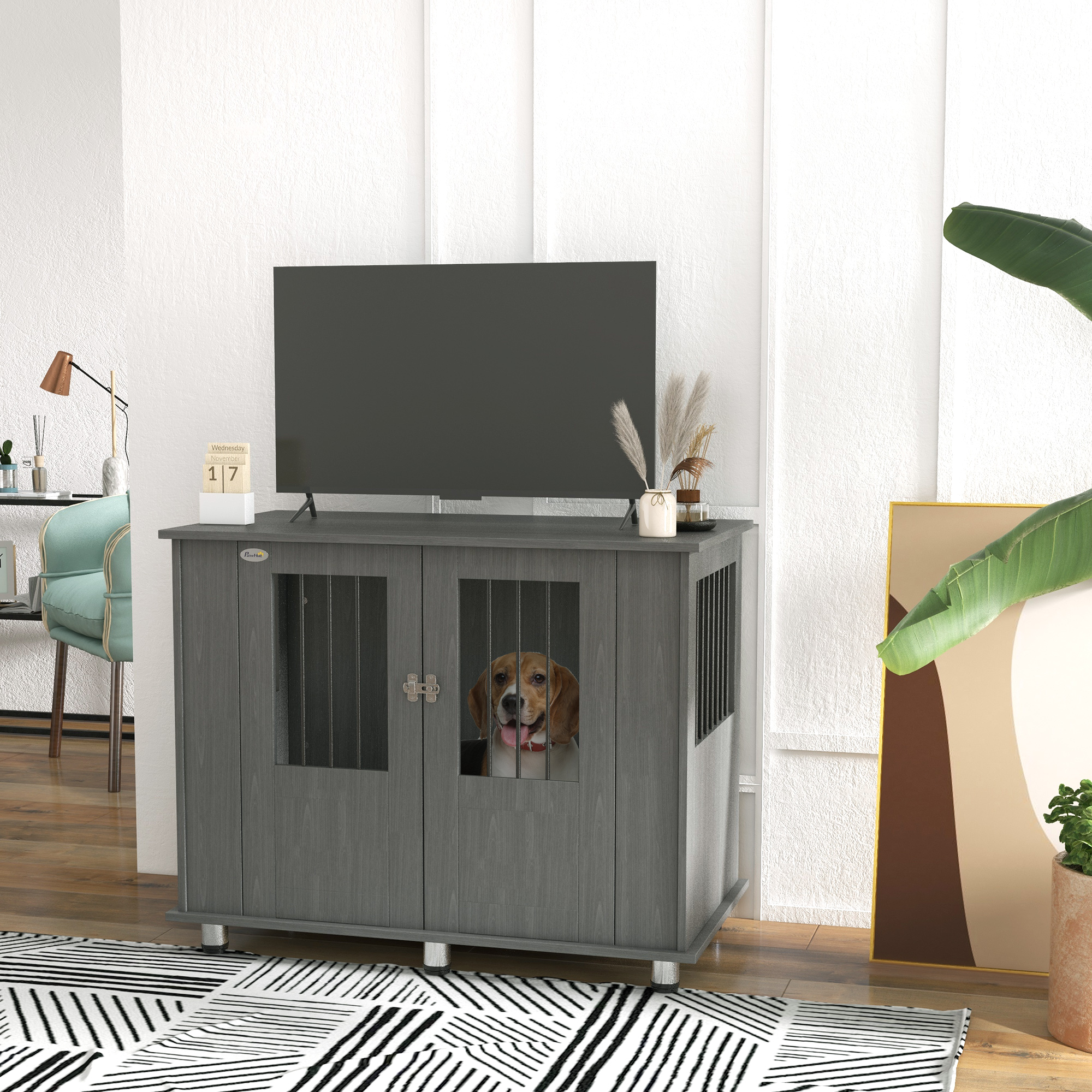 Dog Crate Table For Medium And Large Dogs With Magnetic Door Indoor Use,95 X 55 — image 2
