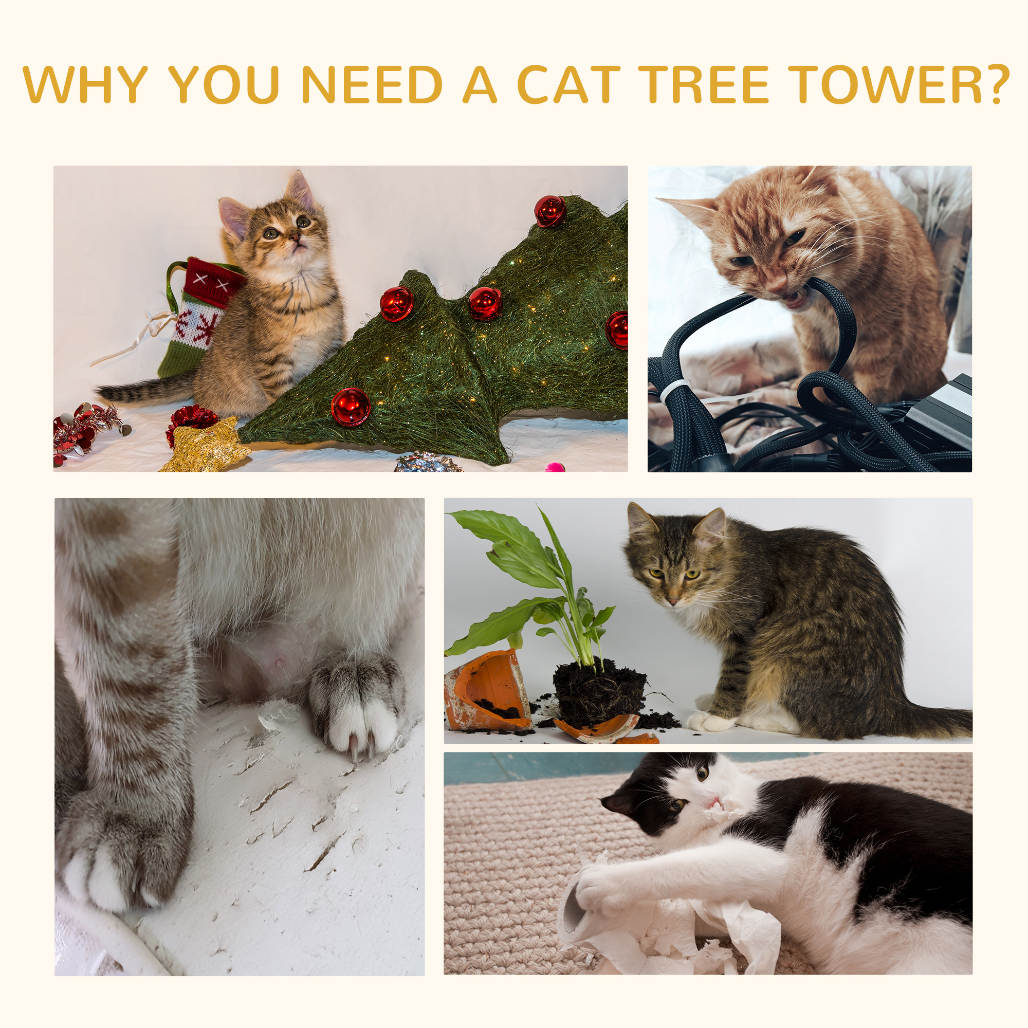 Cat Tree Scratching Scratcher Post Kitten Activity Centre Climber Hanging Ball — image 5