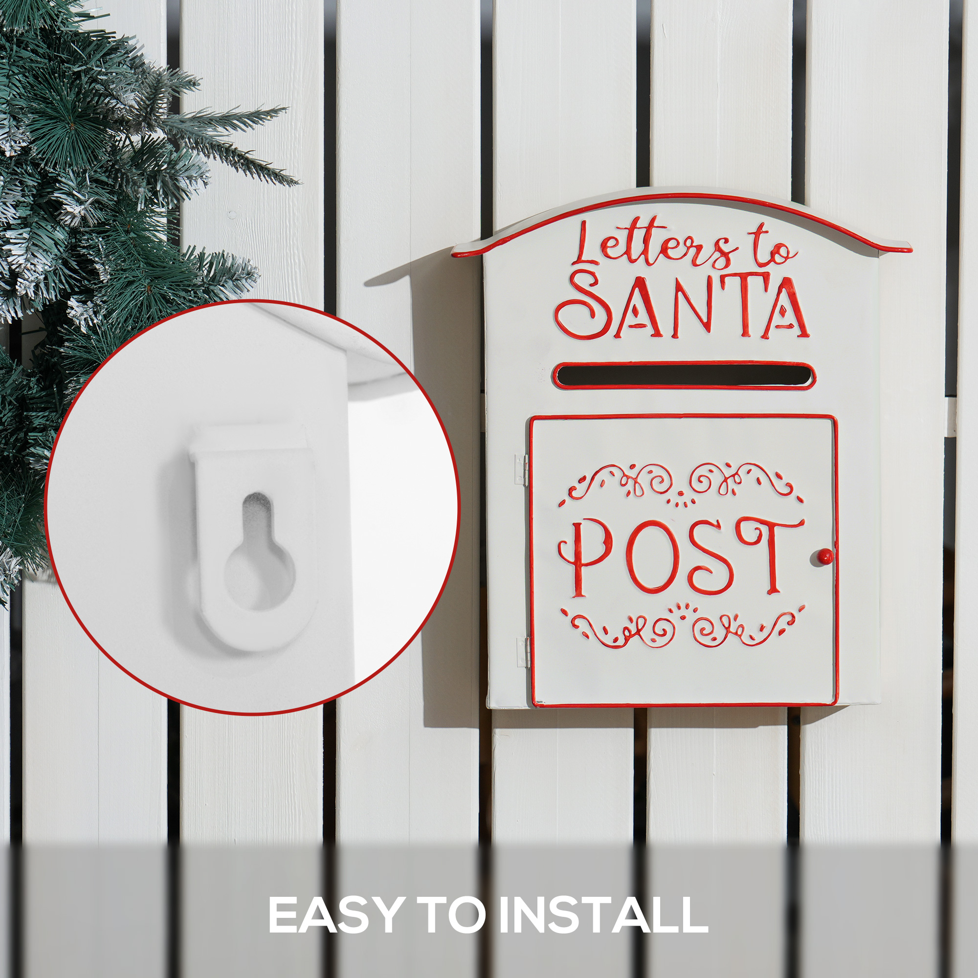A5 christmas letter postbox-white/red