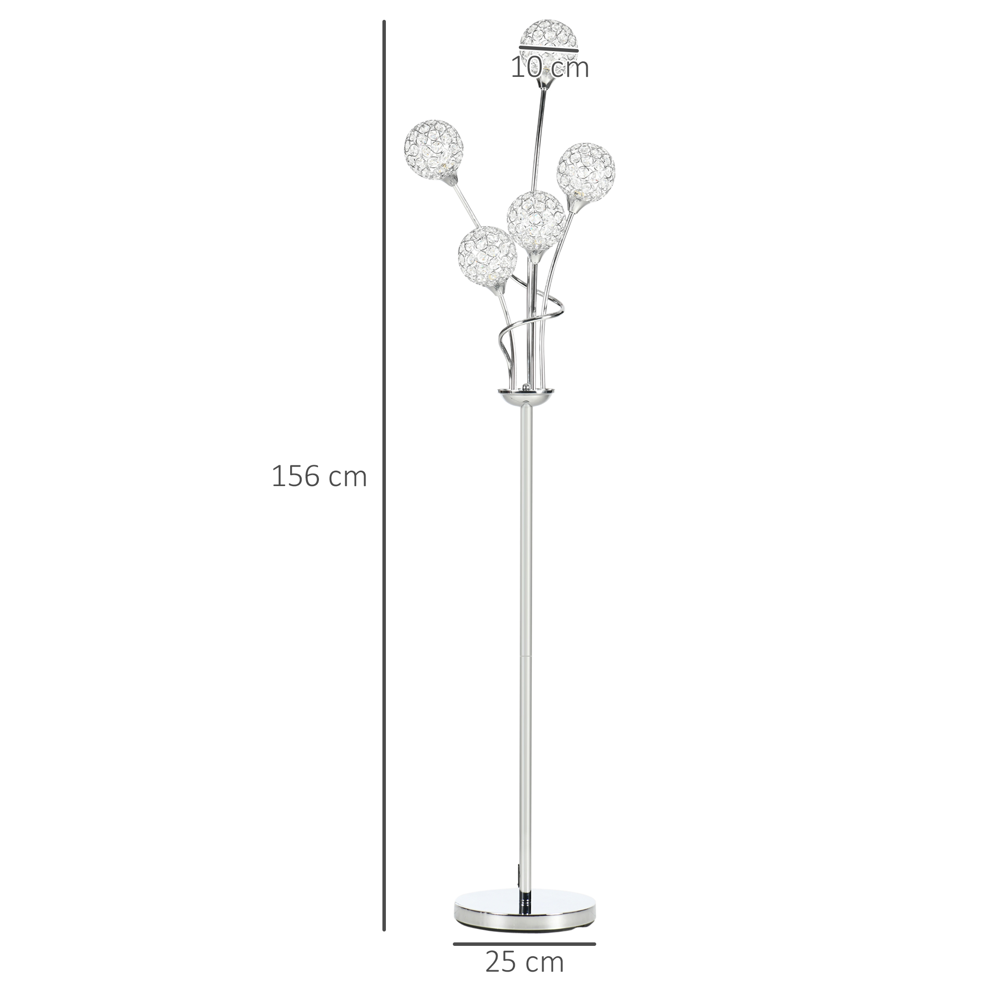 Aura of Decor Silver 5-Light Floor Lamp – Modern Standing Lamp – product detail 8