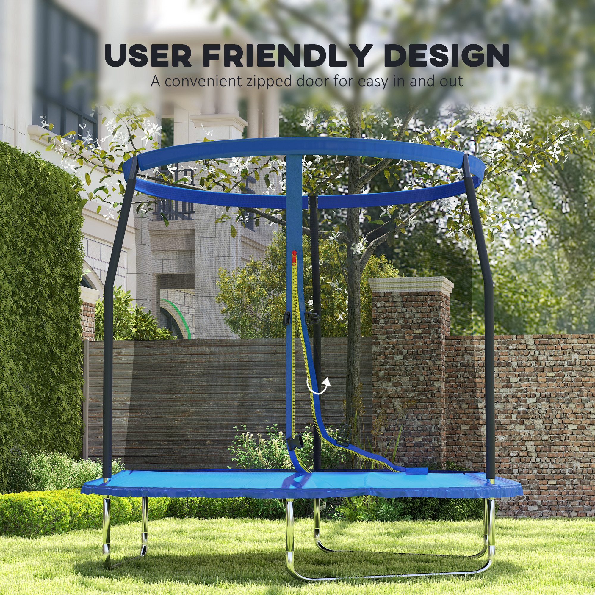 8ft Trampoline With Safety Enclosure Net,Steel Frame Outdoor Trampoline,with