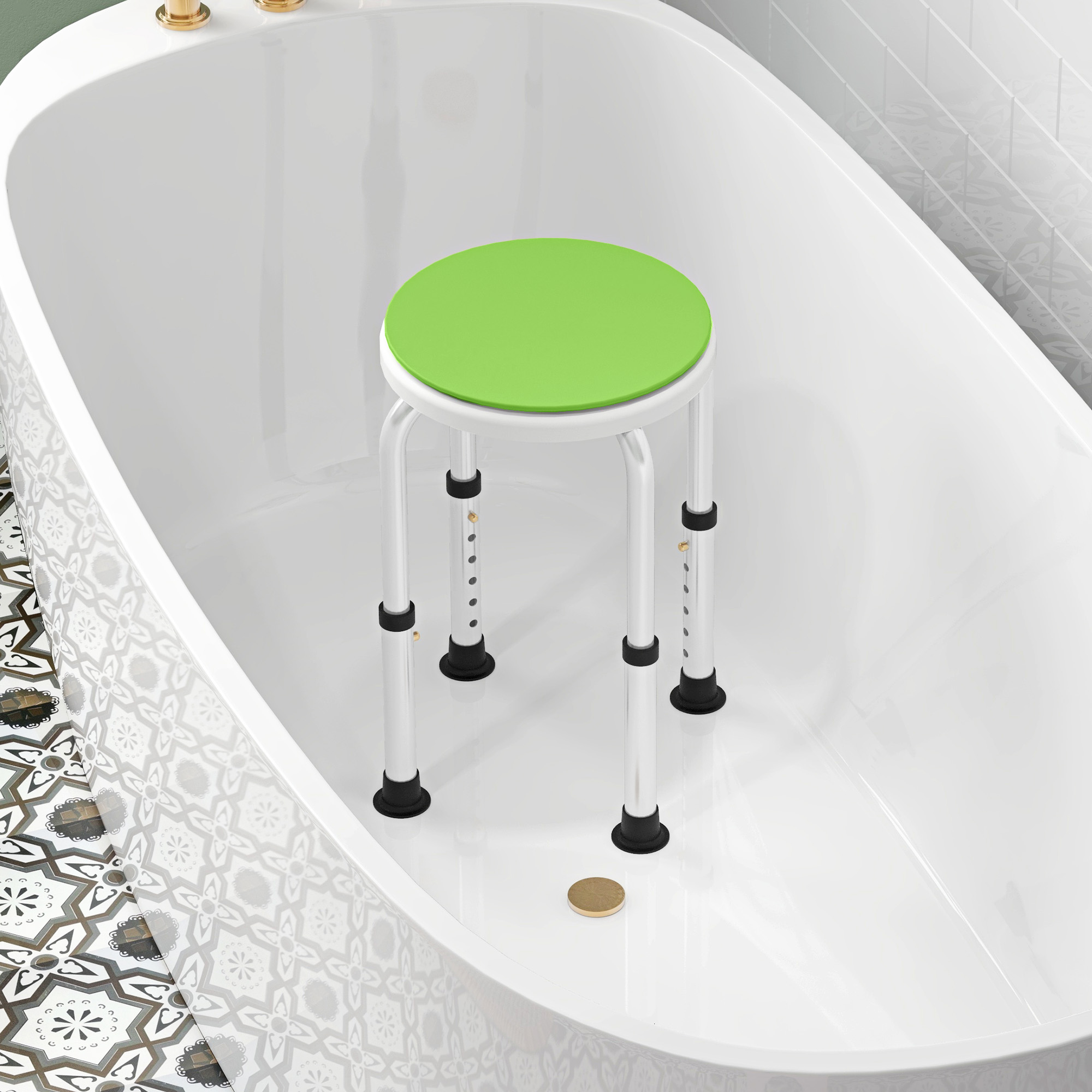 360Â° Swivel Shower Chair,Height Adjustable Aluminium Stool With Non-Slip Feet — image 5
