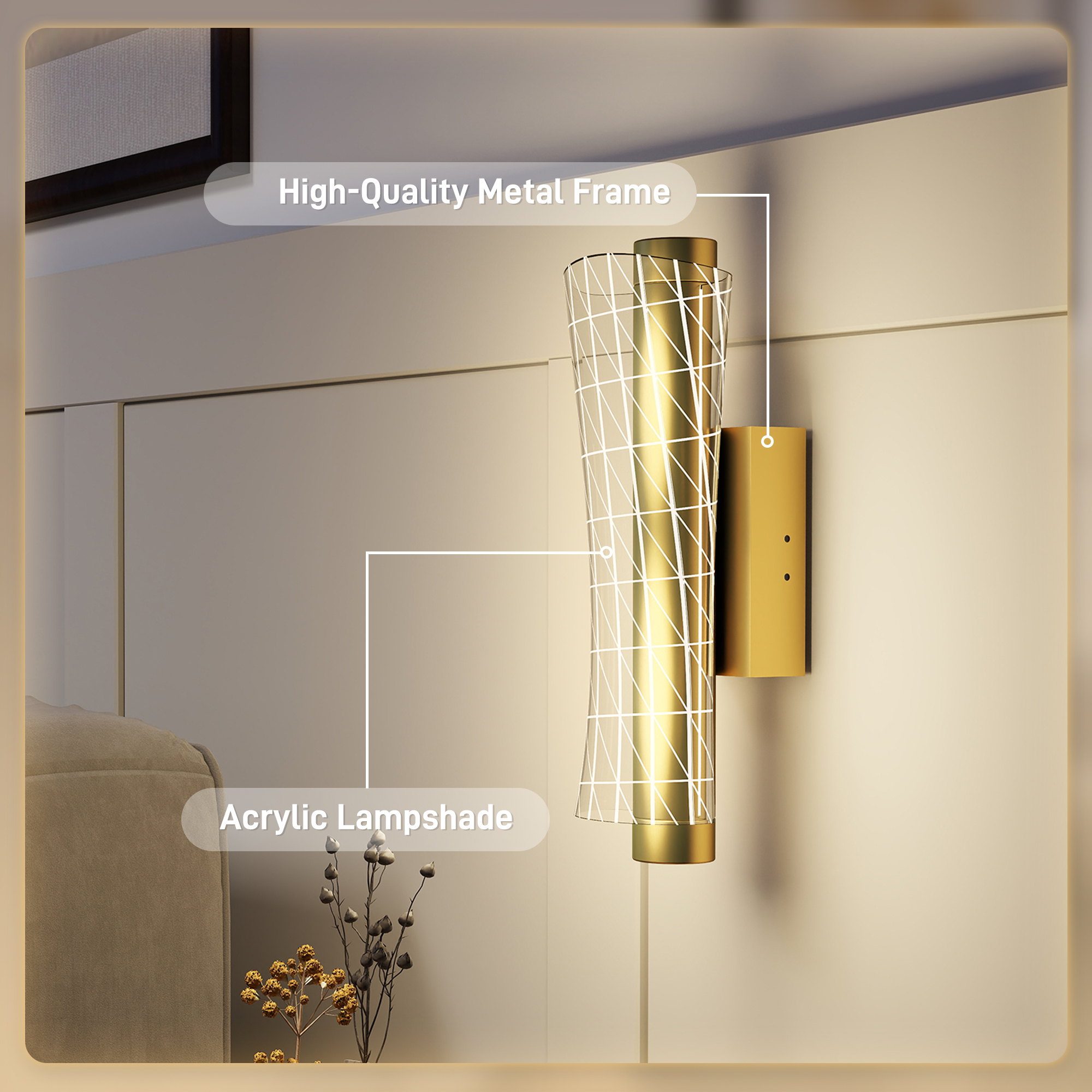 Led Wall Lamp 2 Pack,9W Modern Indoor Geometric Mesh Light,Colour Temperature — image 3