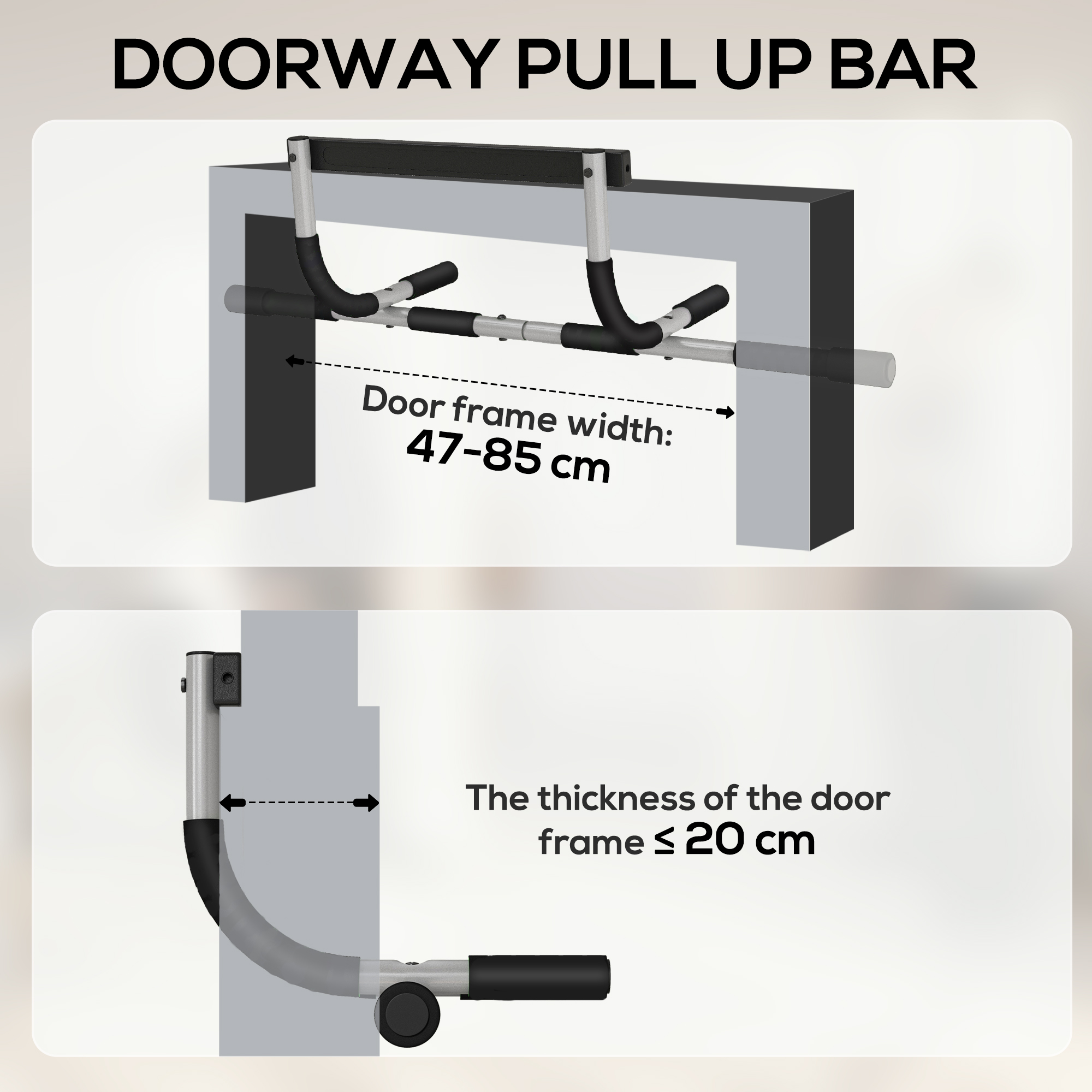 Doorway Pull Up Bar,Door Frame Chin Up Push Up Bar For Home Gym Upper Body — image 2