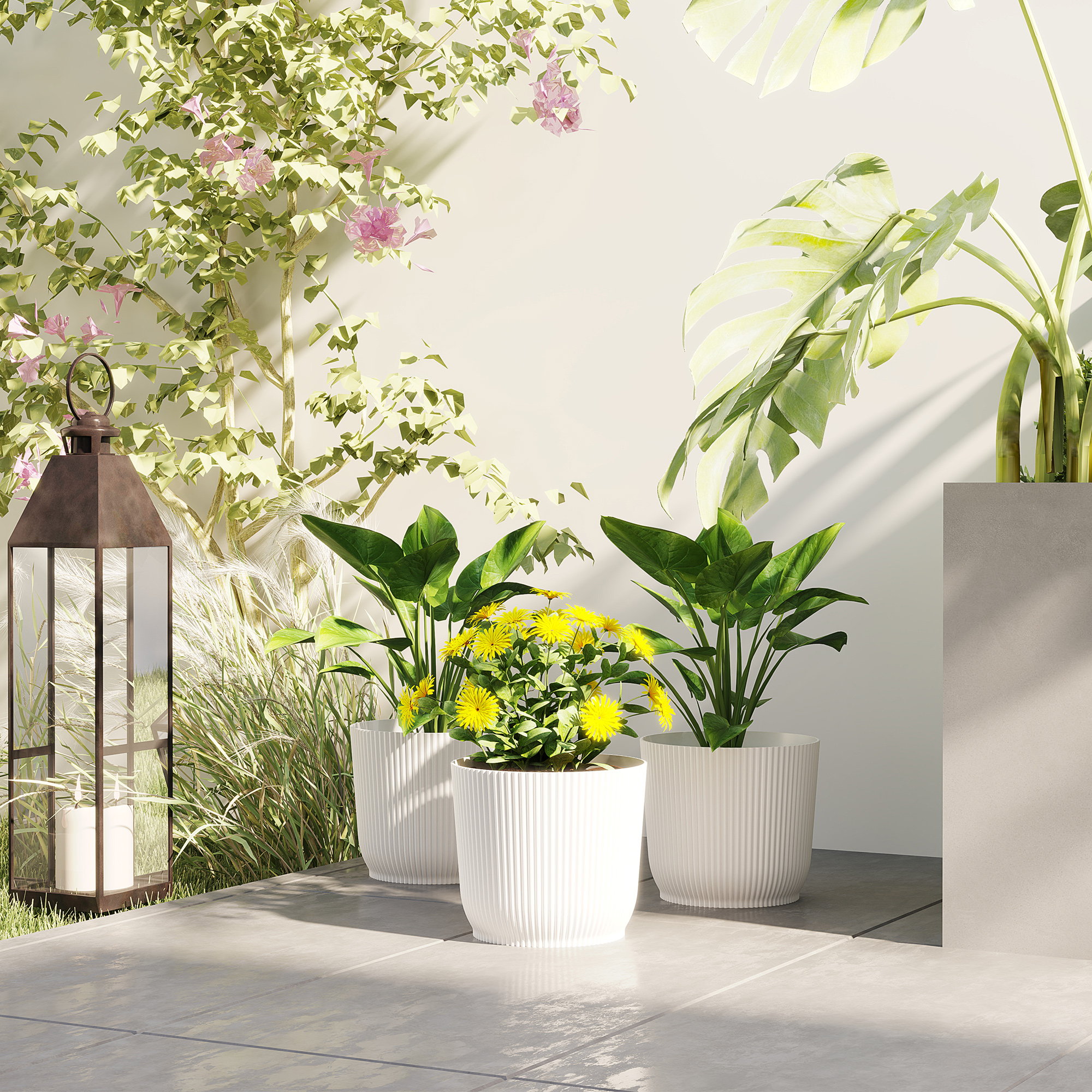 Set Of Three Ф22cm Planters-White — image 4